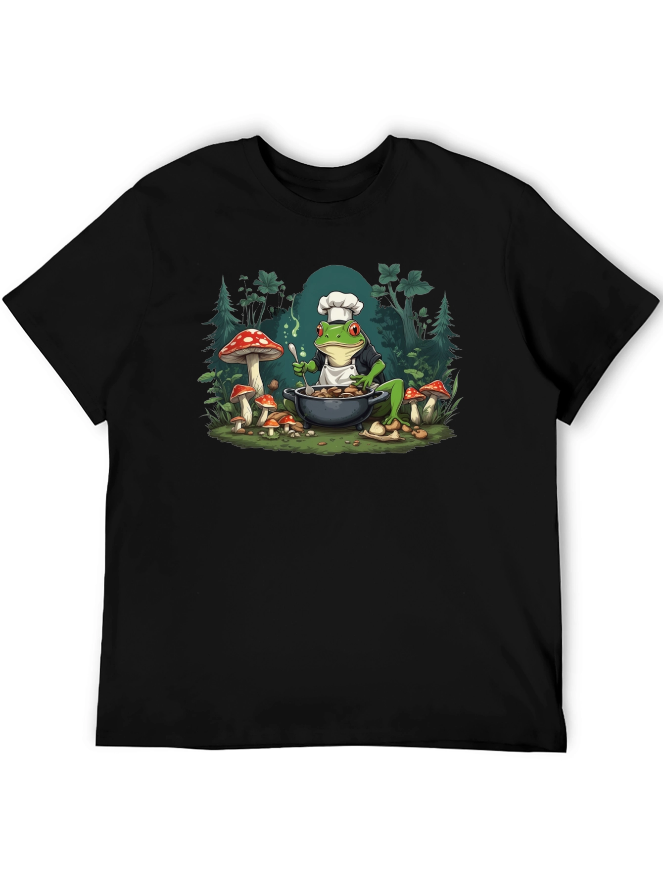 Black Frog Chef T-Shirt - Mushroom Cooking Tee view 5
