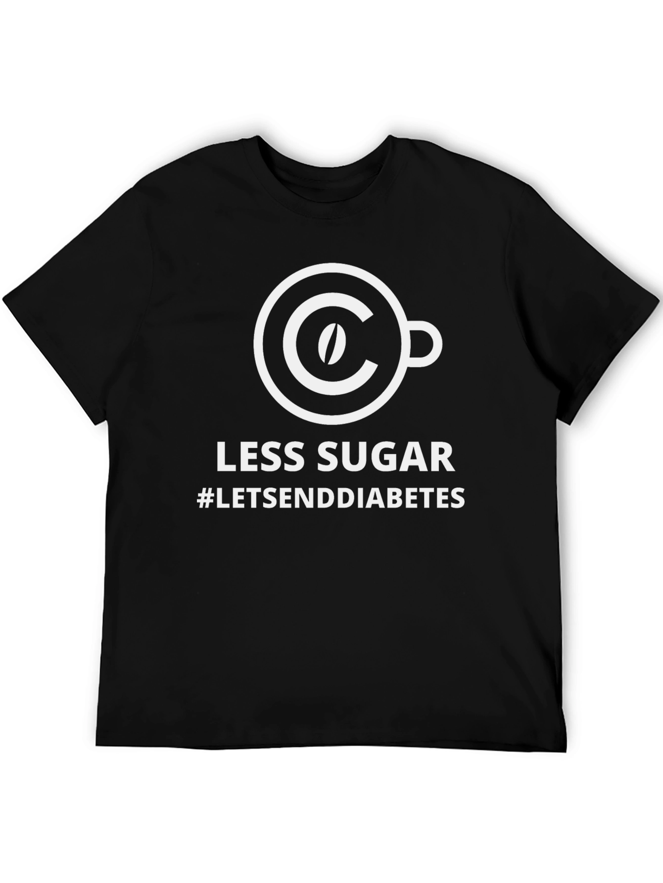 Black Less Sugar T-Shirt: Send Diabetes Away! view 5