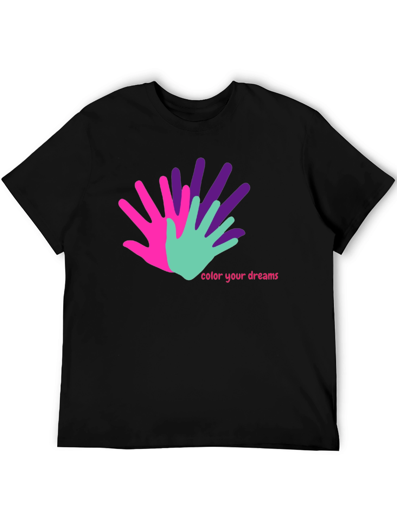 Black Colorful Hands T-Shirt - Color Your Dreams view 5