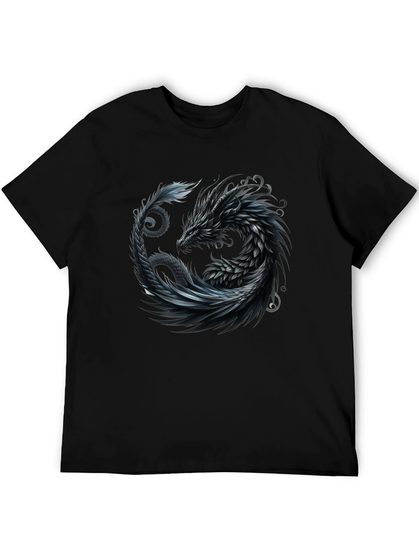 Black Dragon Yin Yang Graphic Tee - Black view 5