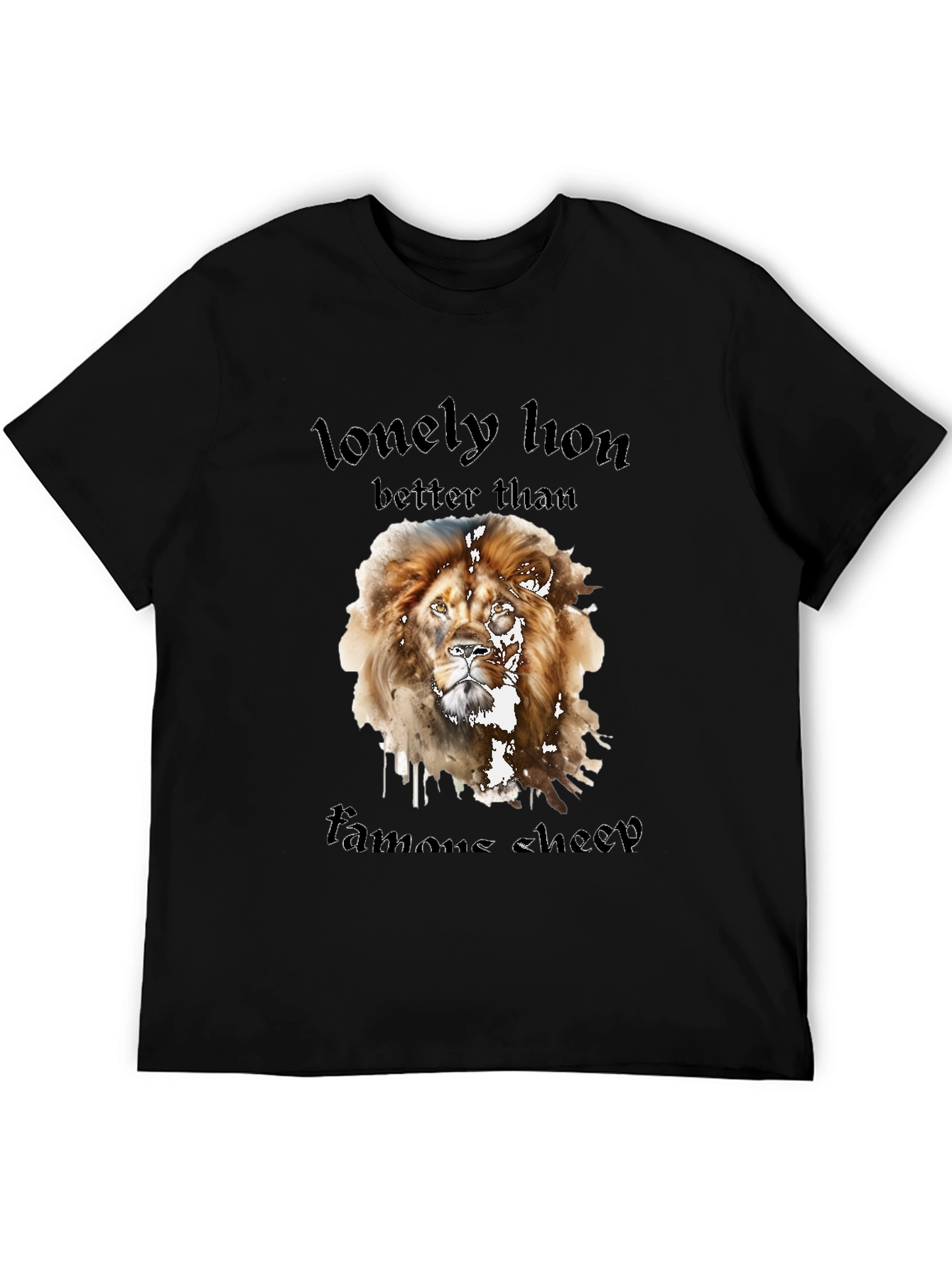 Black Lonely Lion Graphic Tee - Better Than Famous Sheep view 5