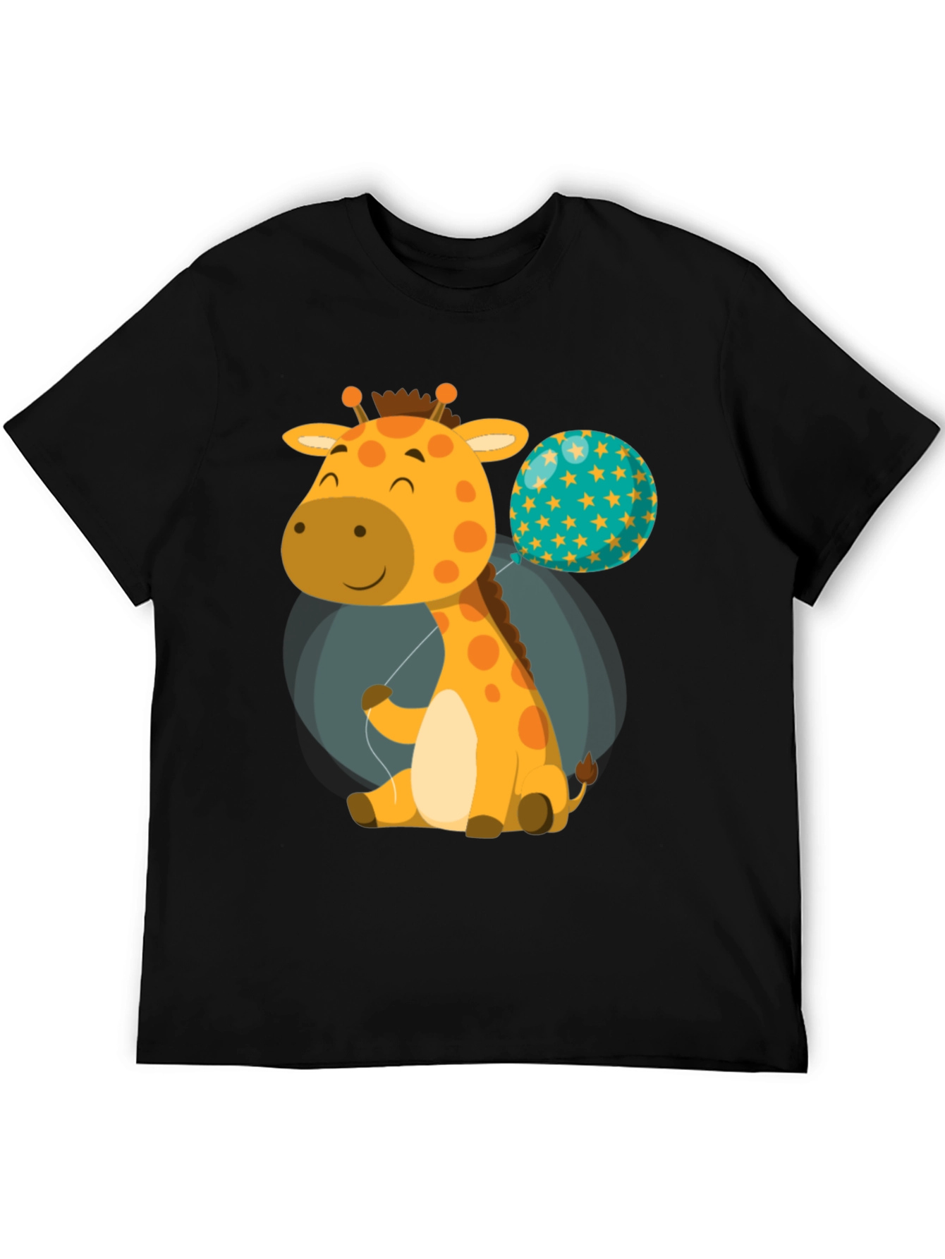 Black Cute Giraffe & Balloon Graphic T-Shirt view 5