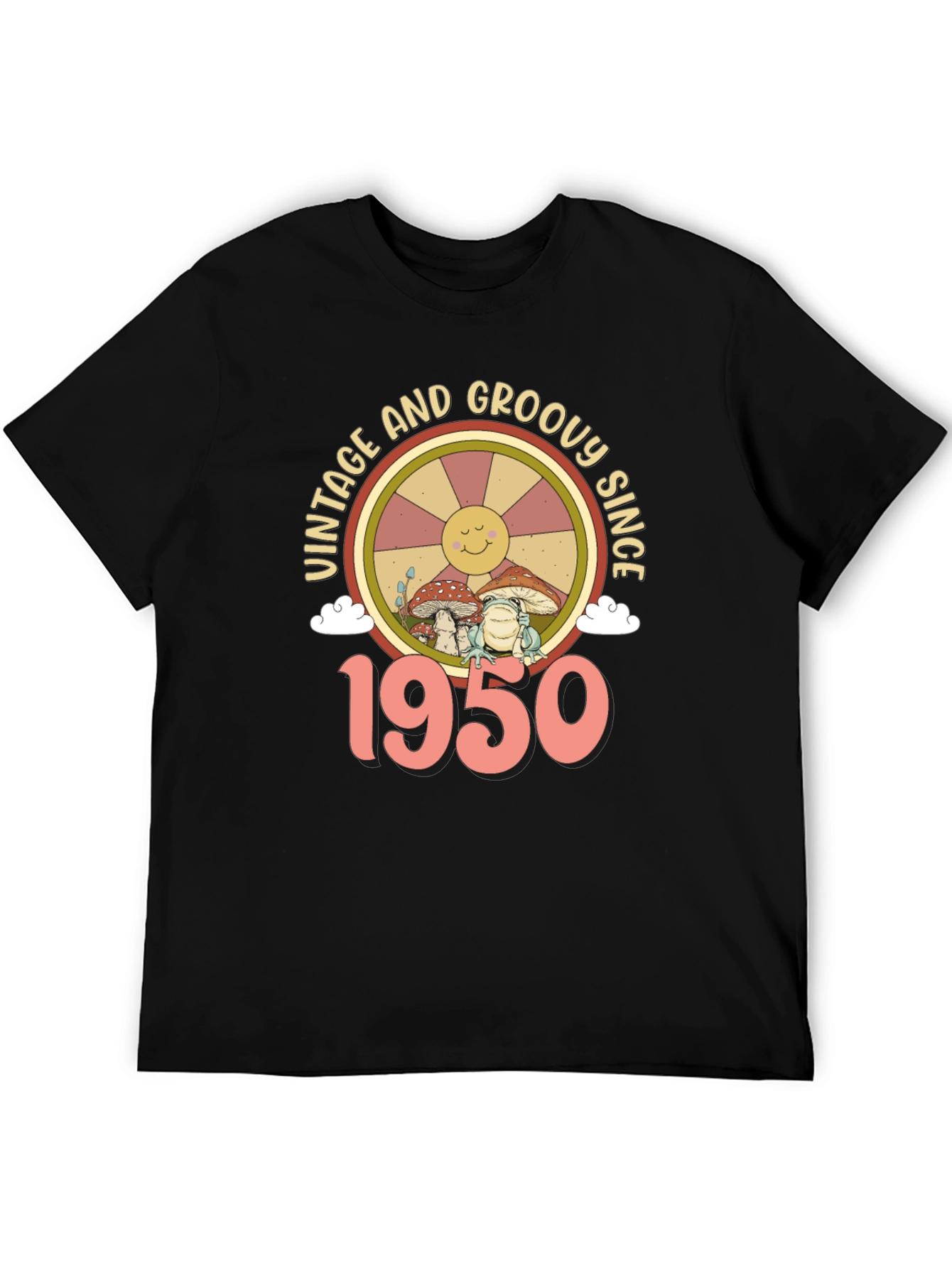 Black Vintage and Groovy Since 1950 T-Shirt view 5