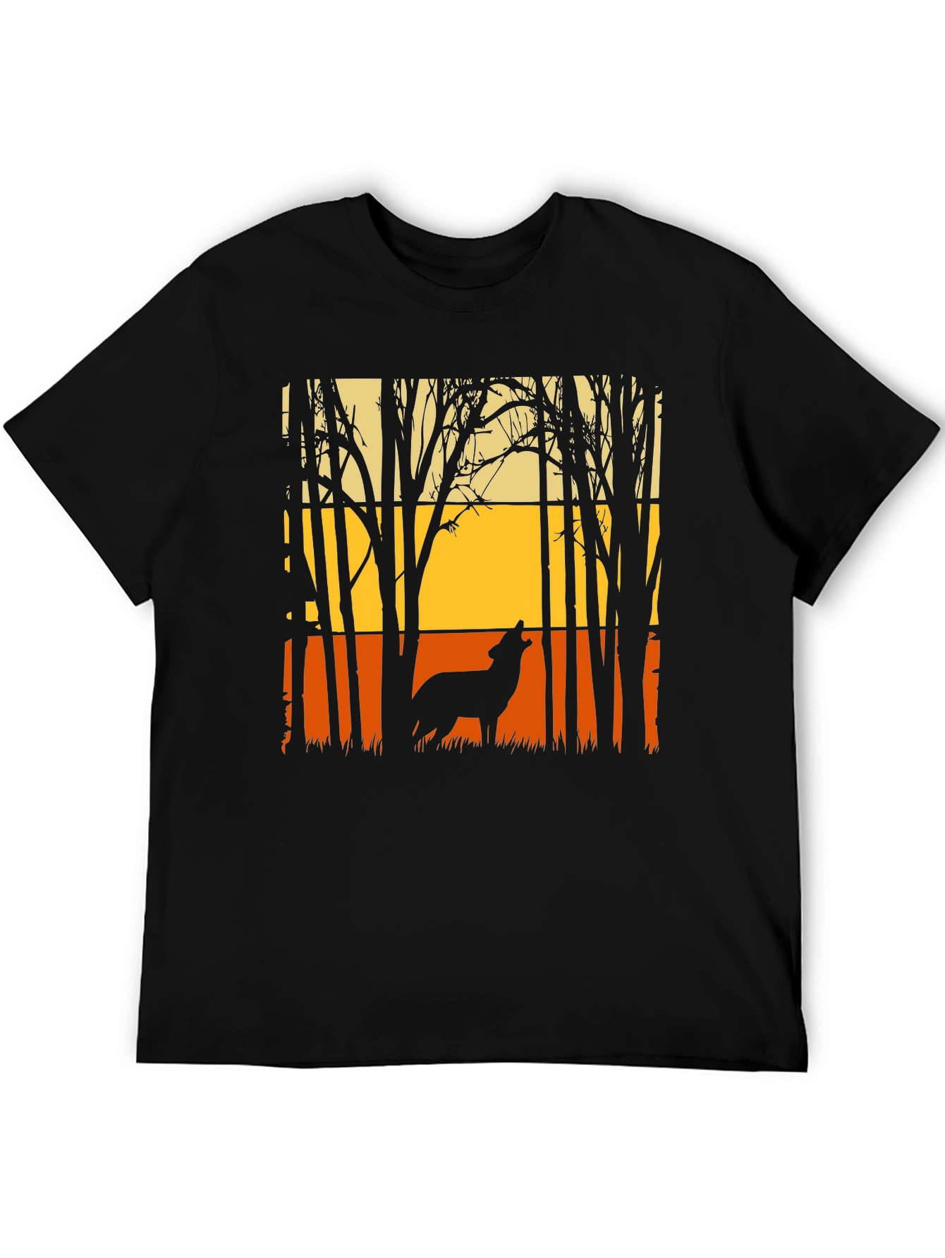 Black Wolf Silhouette T-Shirt - Nature Inspired Graphic Tee view 5