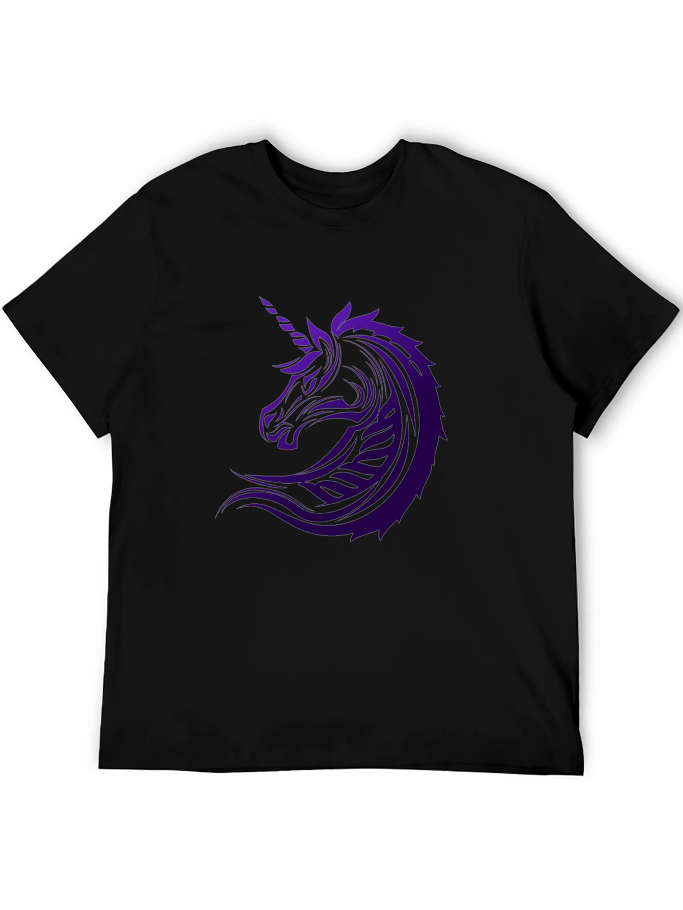 Black Unicorn Graphic Print T-Shirt - Black view 5