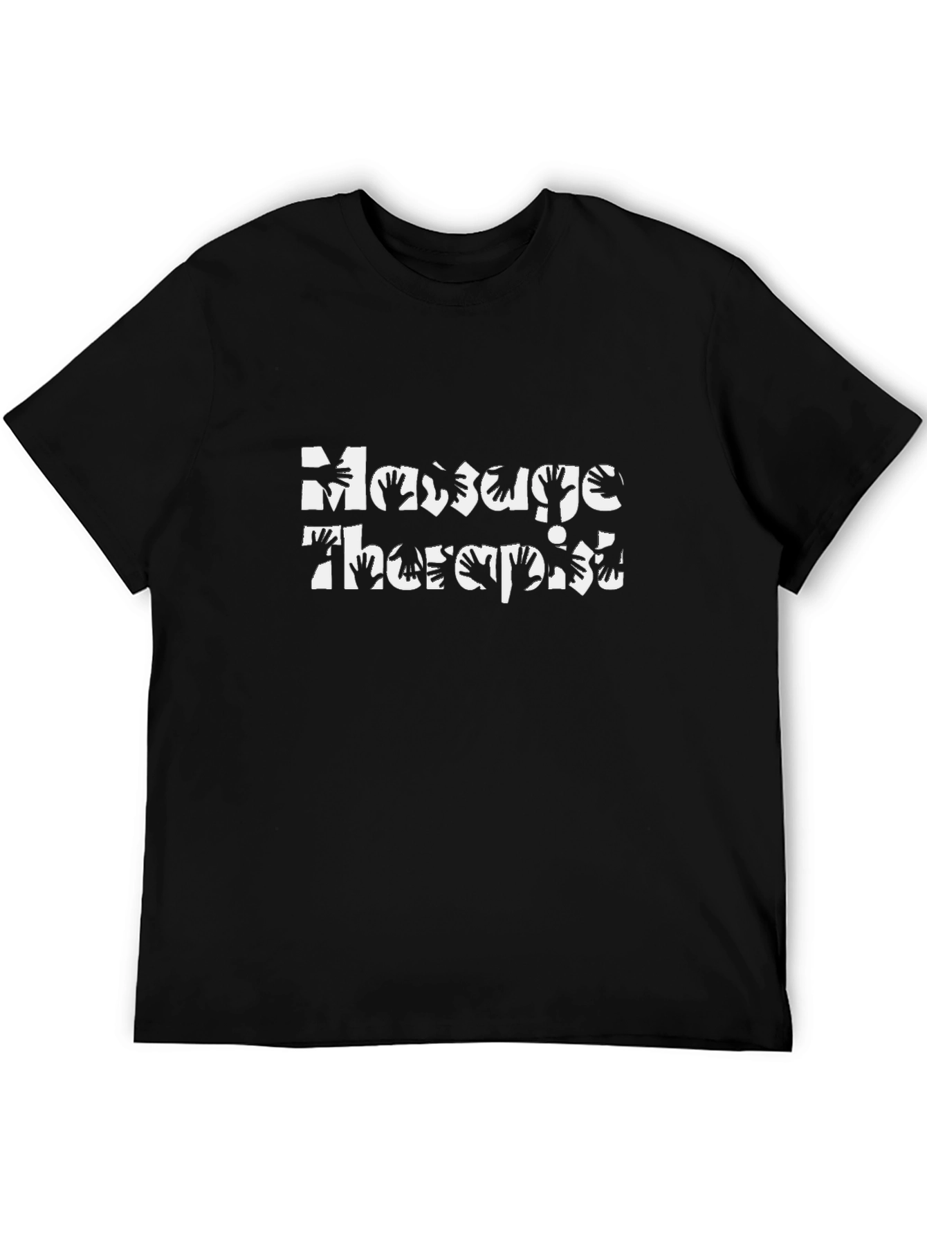 Black Massage Therapist Graphic Tee - Black Cotton T-Shirt view 5
