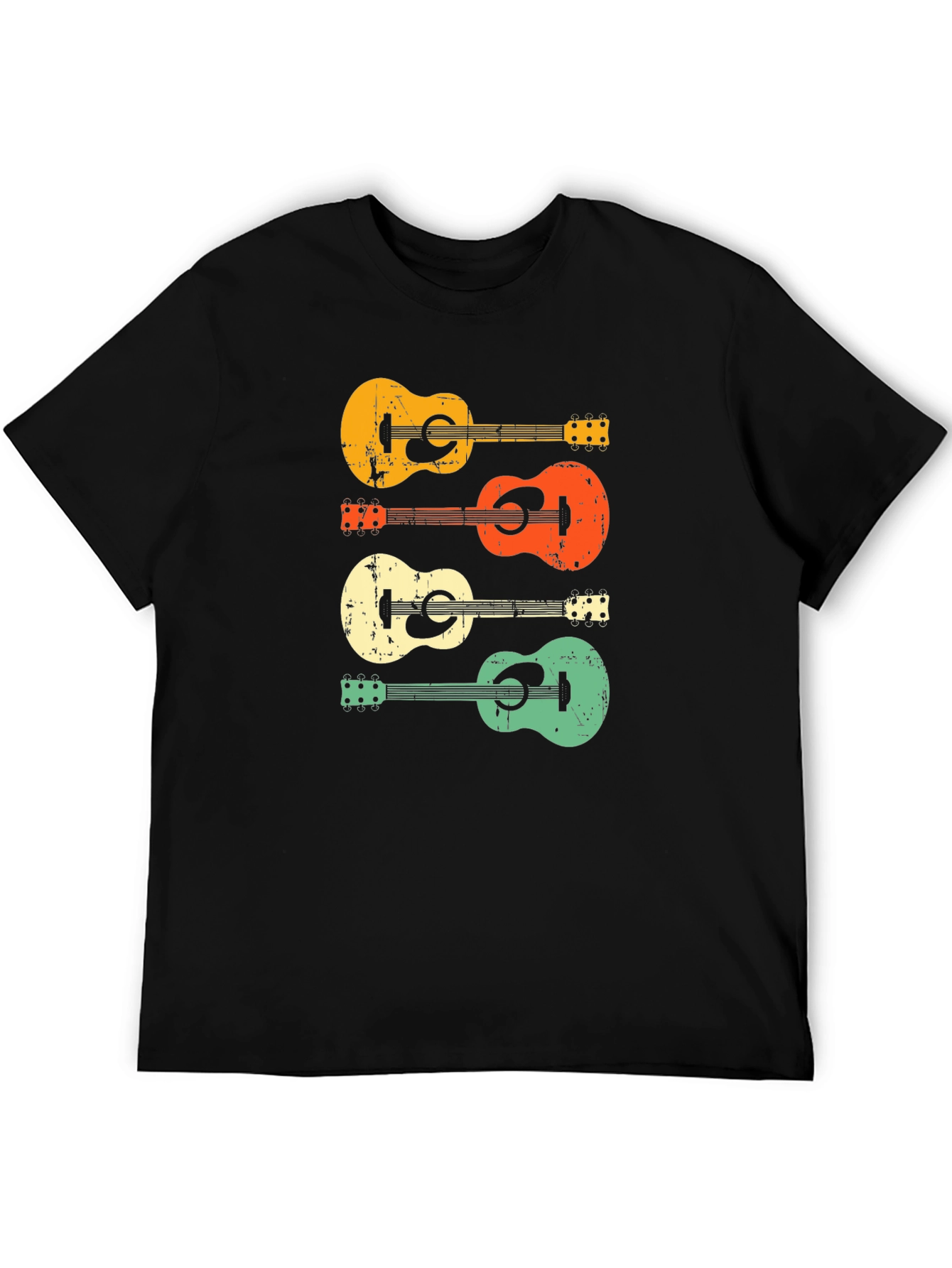 Black Retro Guitar T-Shirt view 5