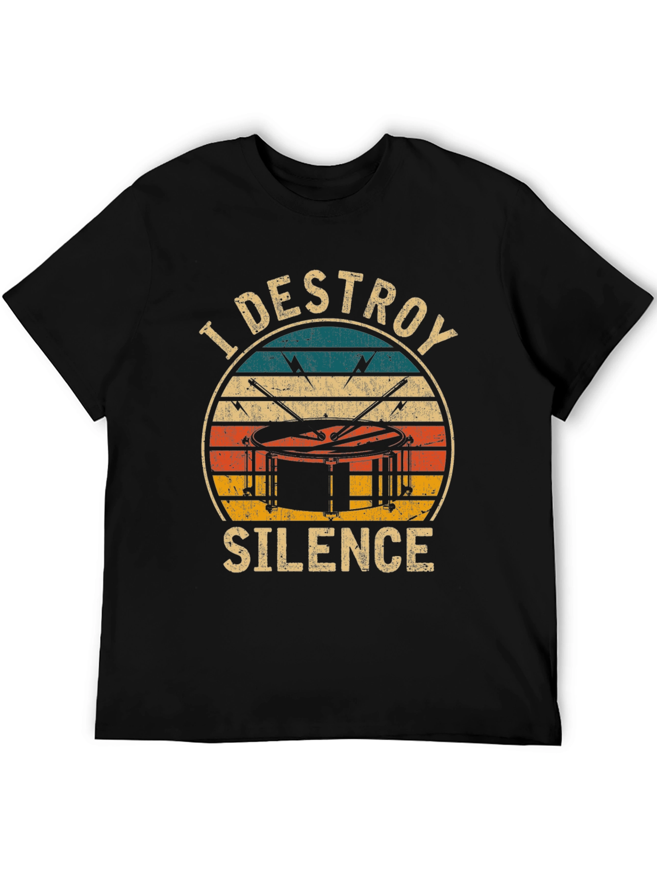 Black I Destroy Silence Drummer T-Shirt view 5