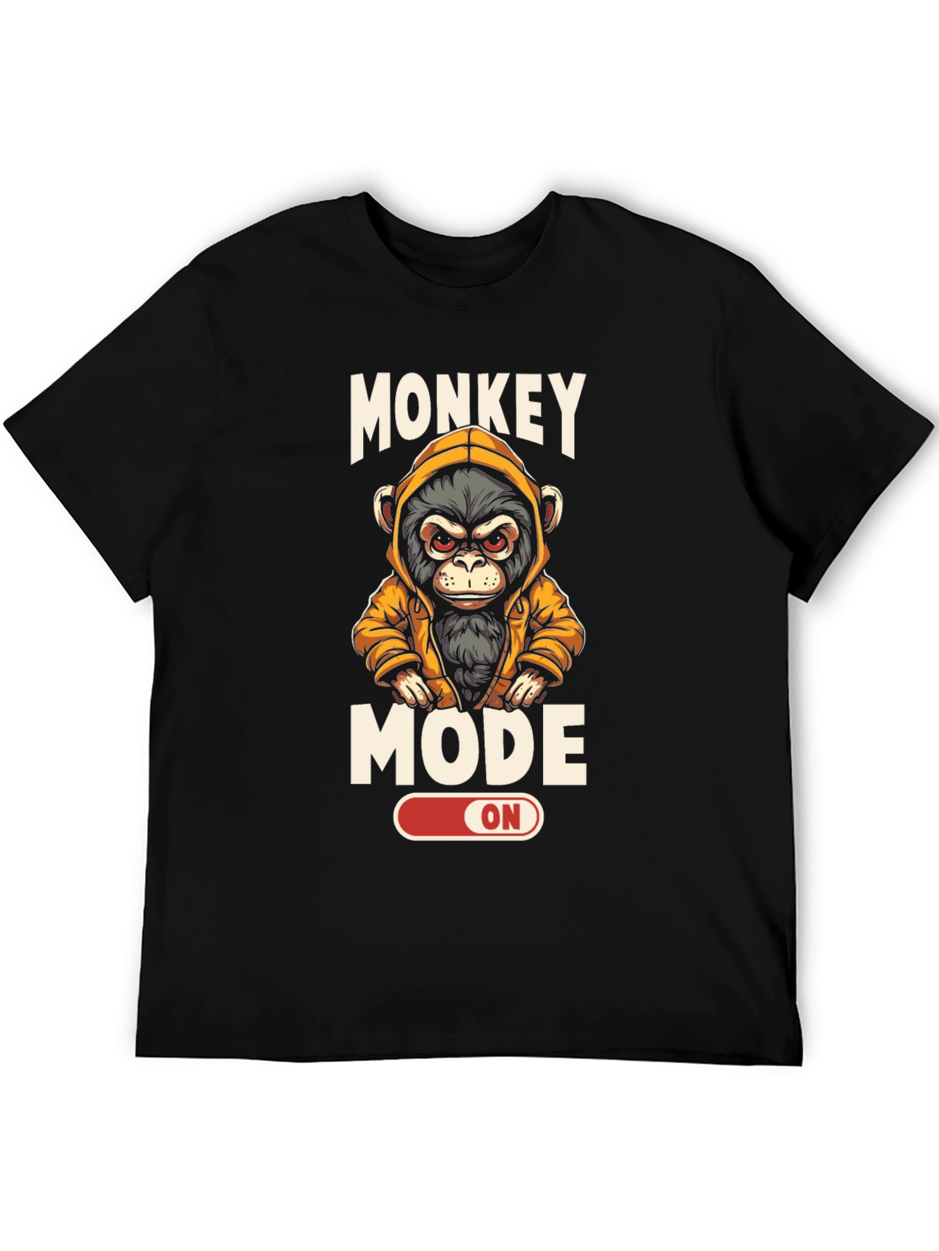 Black Monkey Mode ON T-Shirt - Funny Graphic Tee view 5