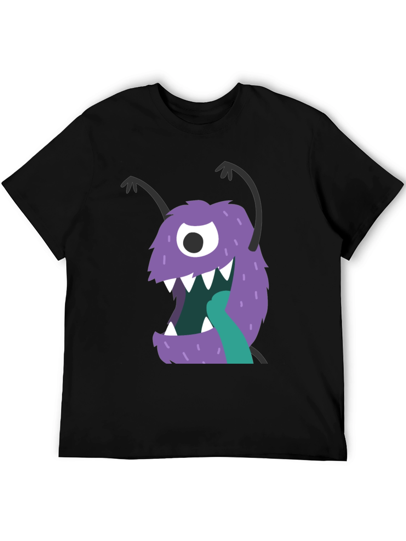 Black Monster Graphic Tee - Black Cotton Blend Casual Wear view 5