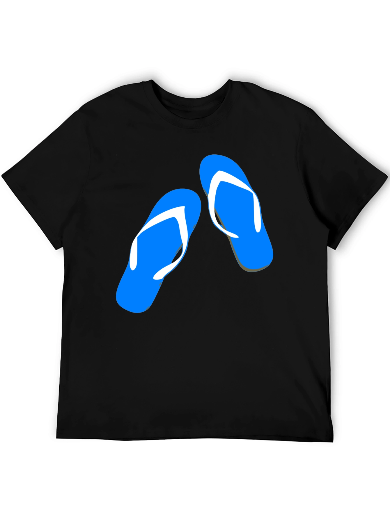 Black Summer Flip Flop Graphic Tee - Black Cotton T-Shirt view 5