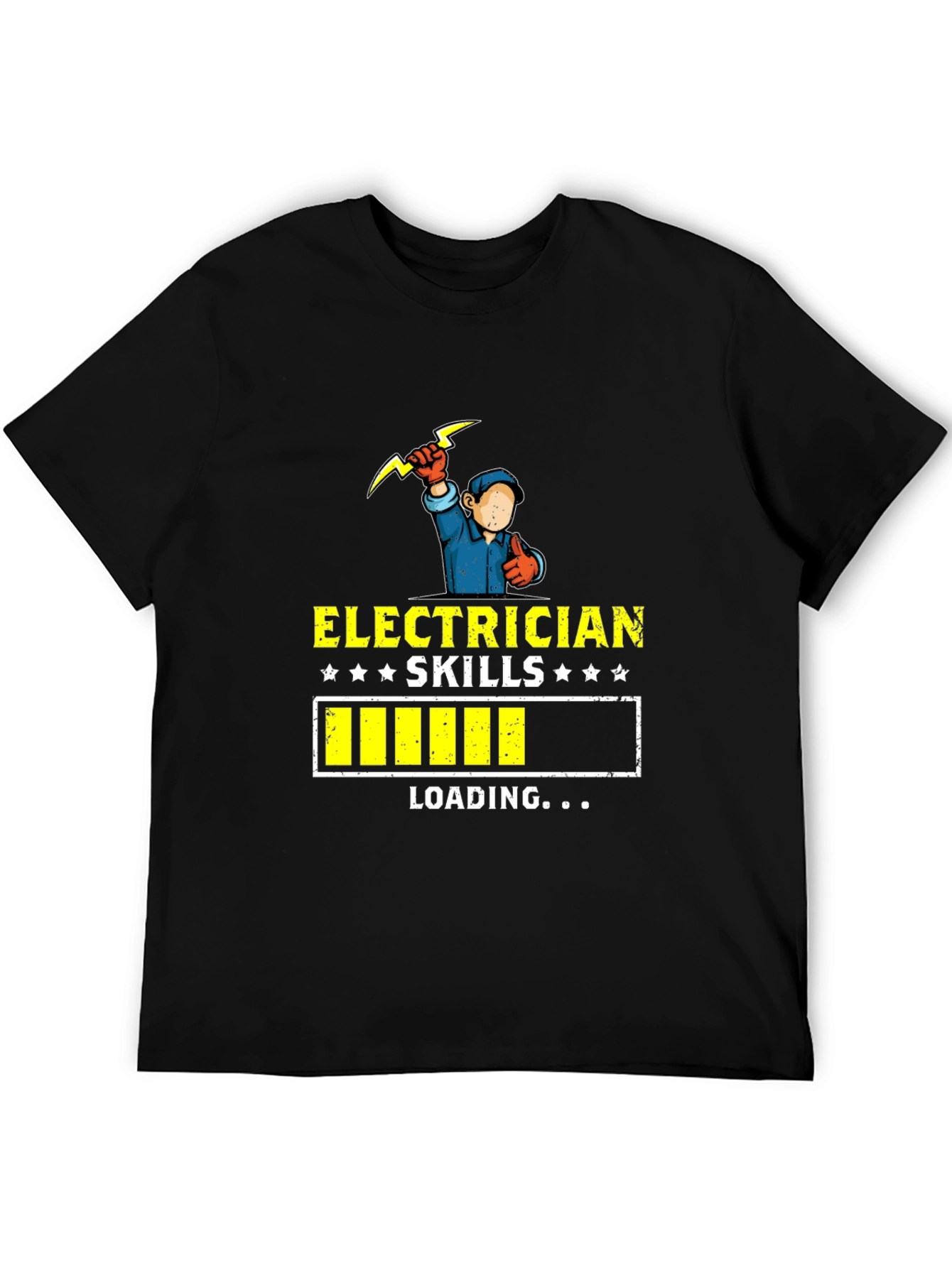 Black Electrician Skills Loading Funny T-Shirt view 5