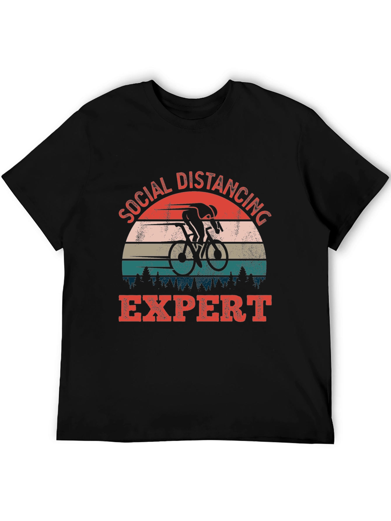 Black Social Distancing Expert Cyclist Graphic Tee view 5