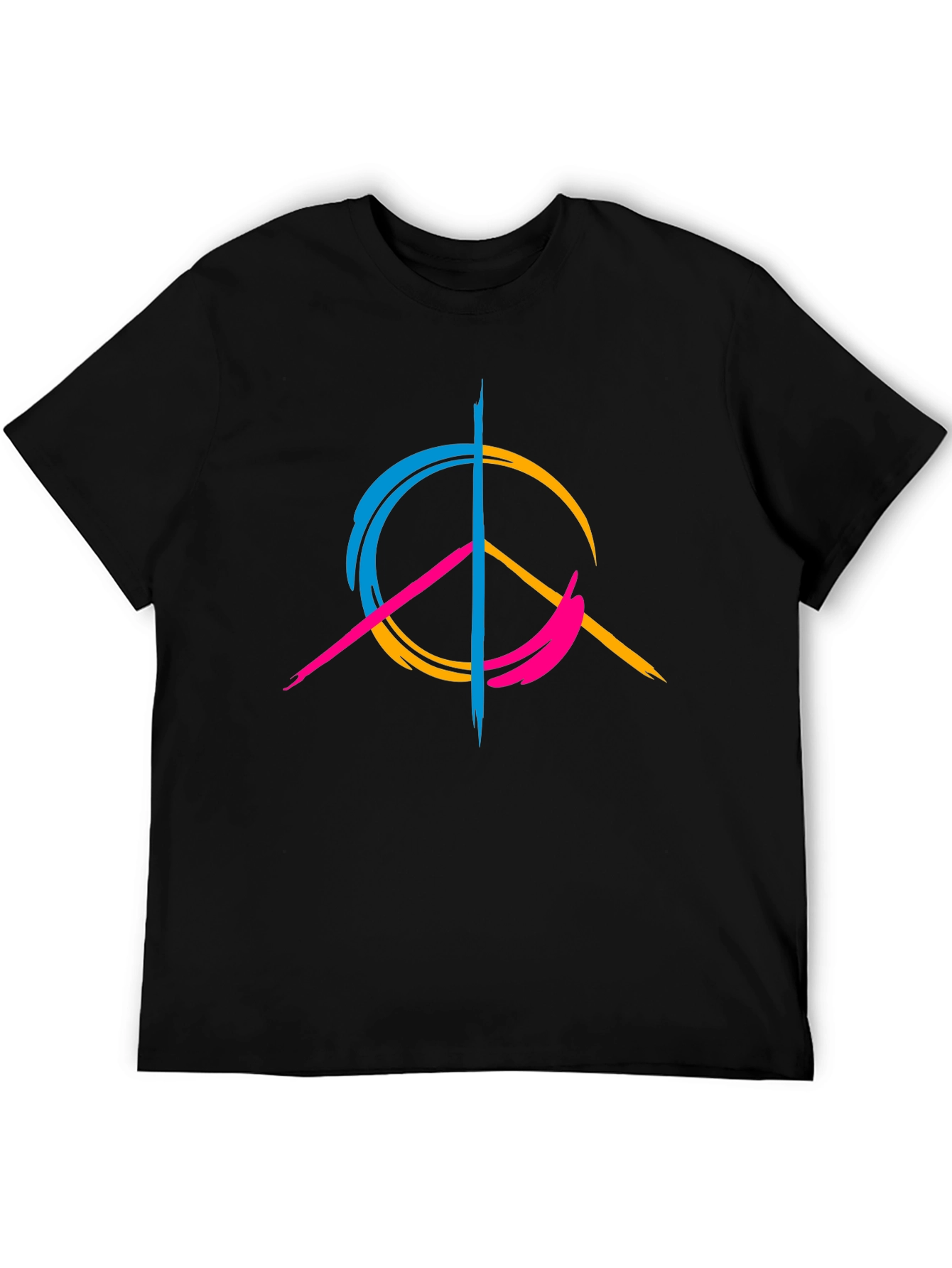 Black Peace Sign Graphic Tee - Modern Design, Casual Wear view 5