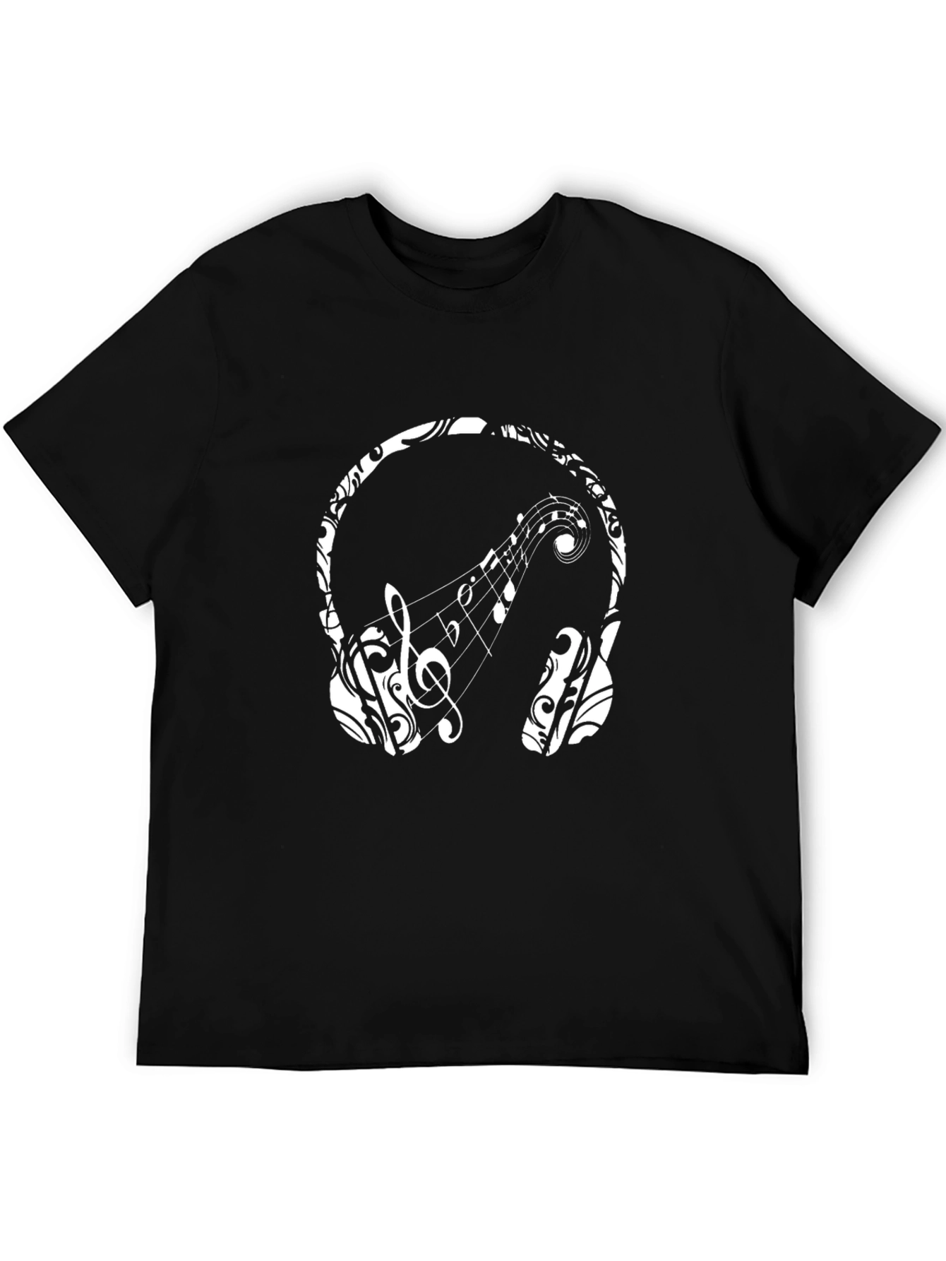 Black Music Lover's Tee - Headphones & Notes view 5