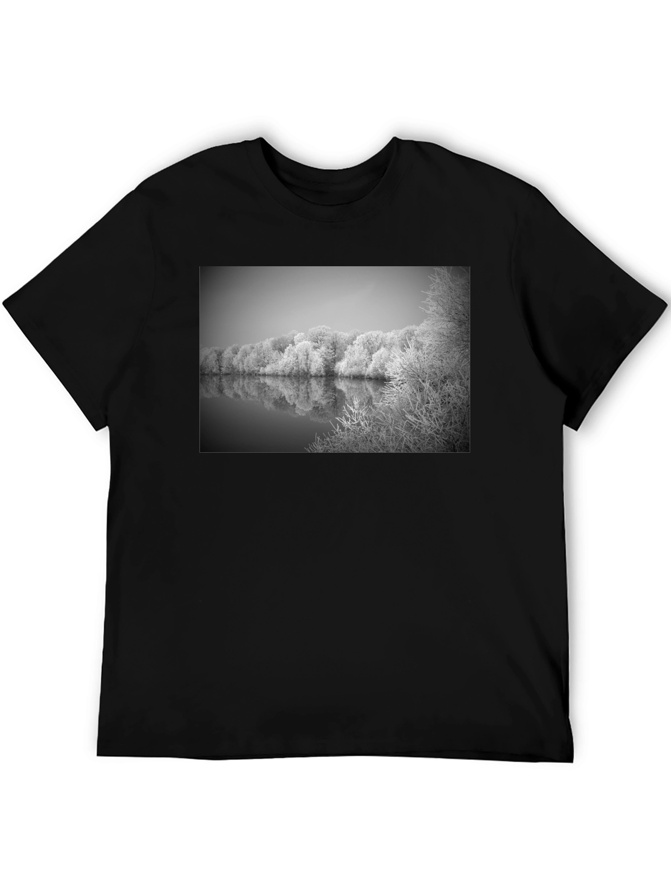 Black Black T-Shirt with Winter Lake Graphic view 5