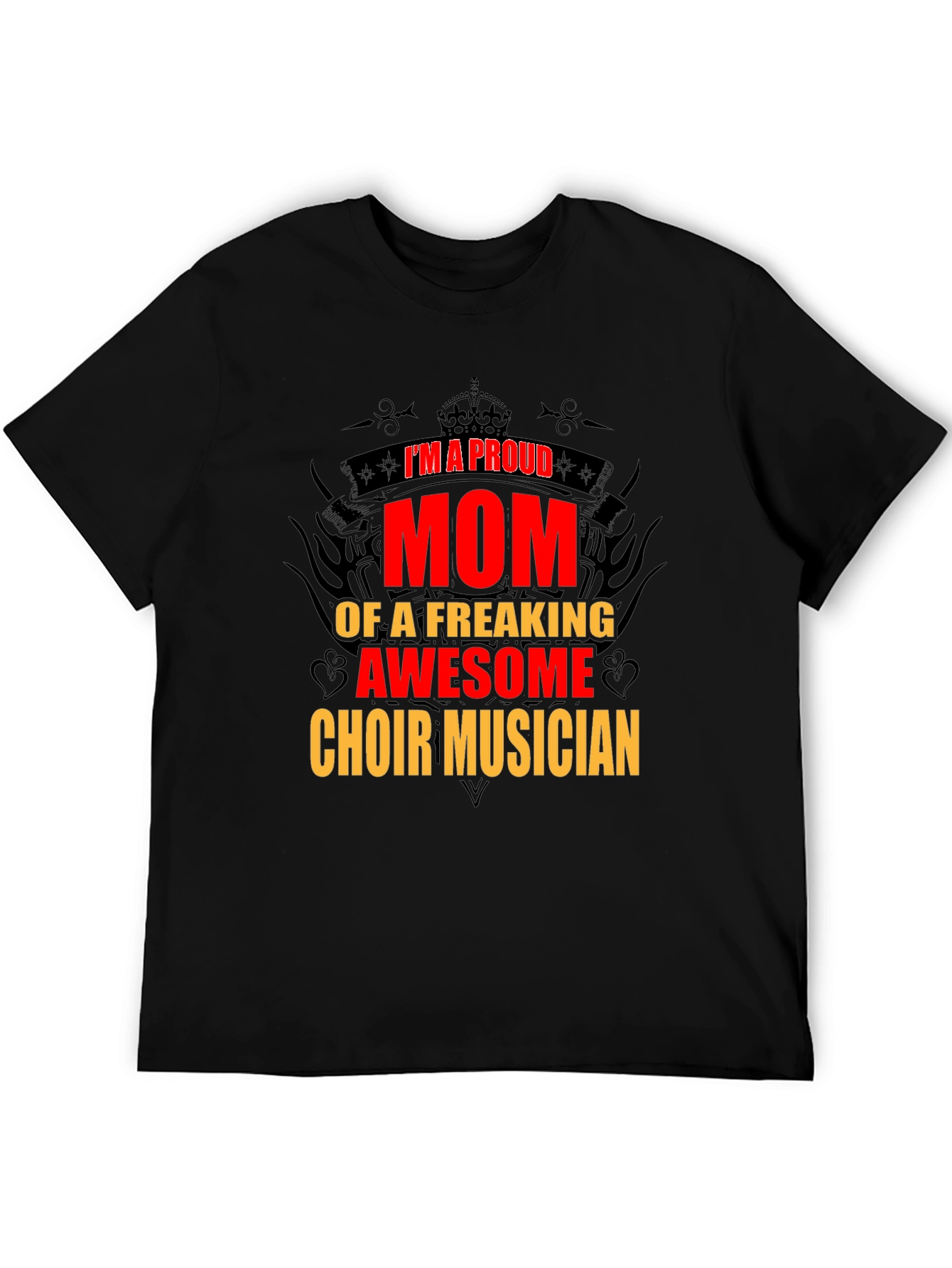 Black Proud Mom Choir Musician T-Shirt view 5