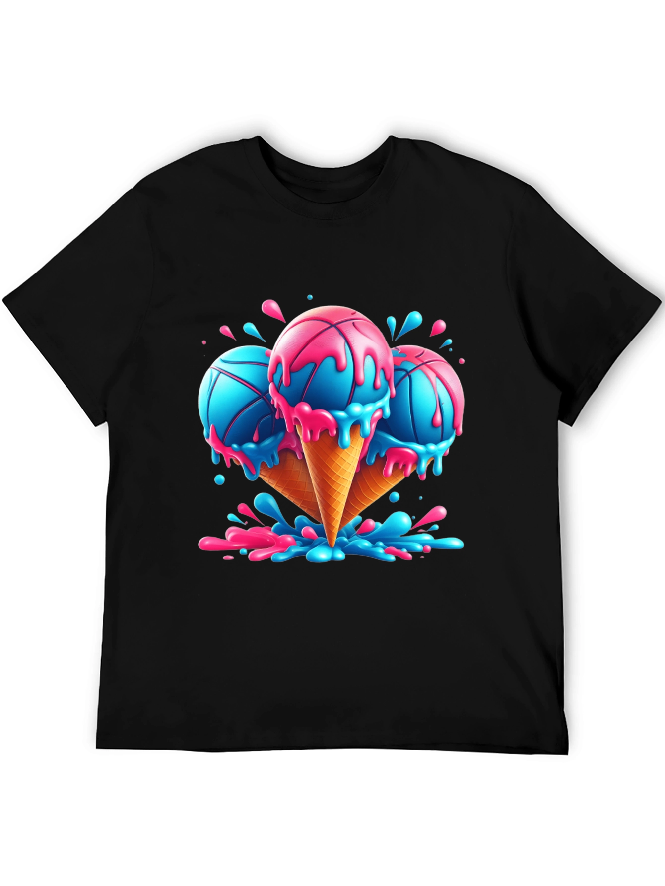 Black Basketball Ice Cream T-Shirt - Cool Graphic Tee view 5