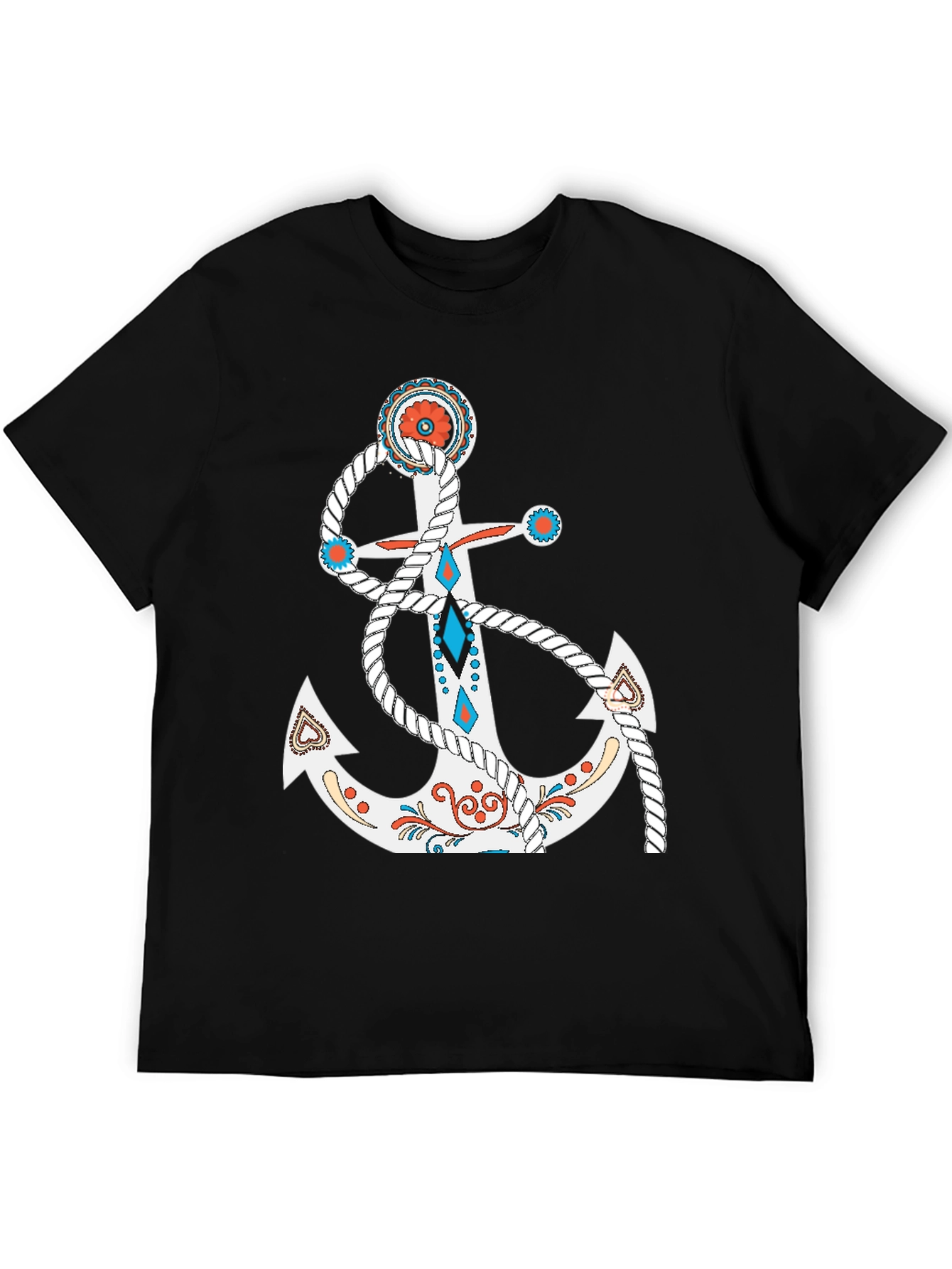 Black Nautical Anchor Graphic Tee - Stylish Casual Wear view 5
