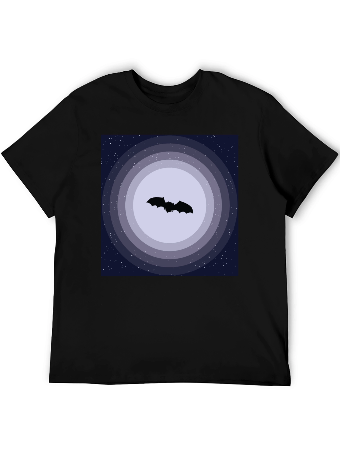 Black Bat Silhouette Night Sky Graphic Tee view 5