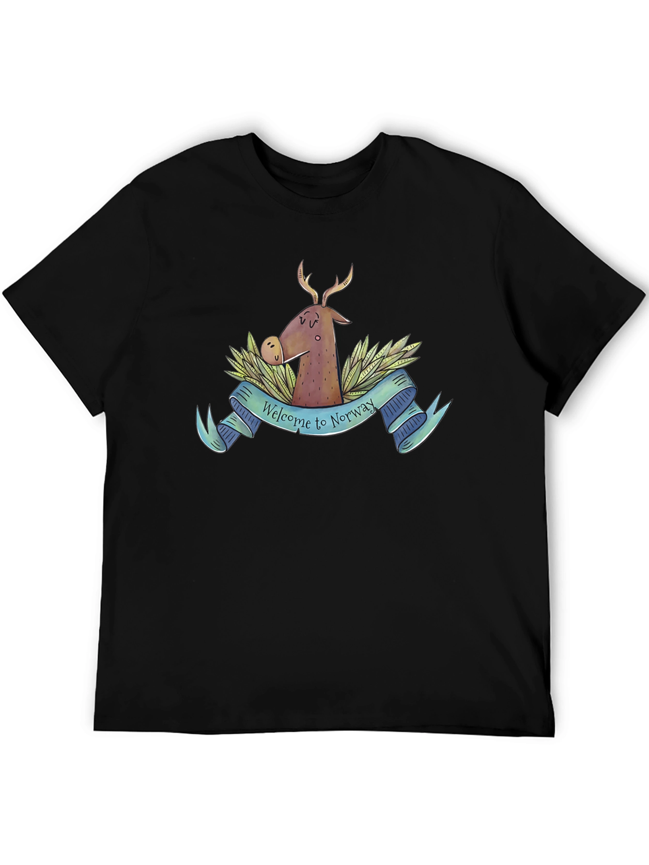 Black Welcome to Norway T-Shirt Deer Nature Tee view 5