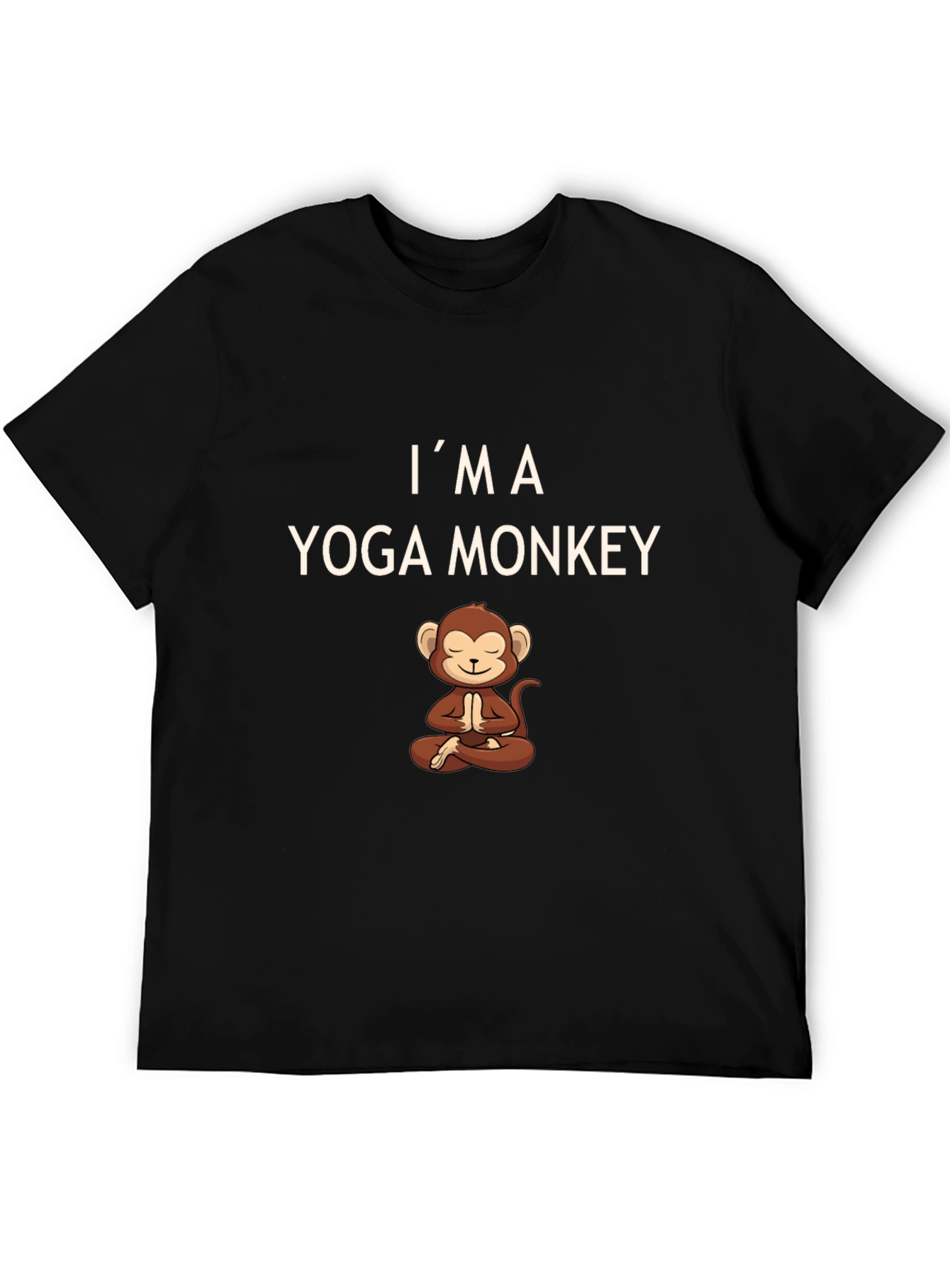 Black I'm a Yoga Monkey Men's Black T-Shirt view 5