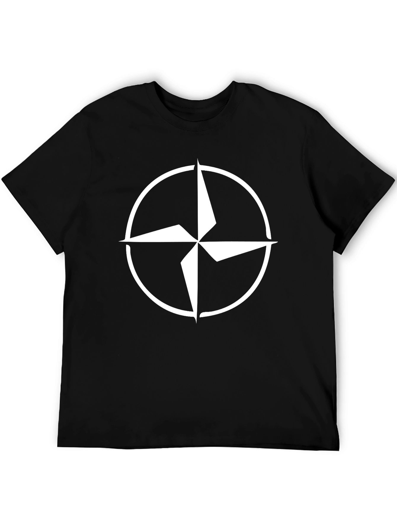 Black Graphic Tee - Compass Design view 5