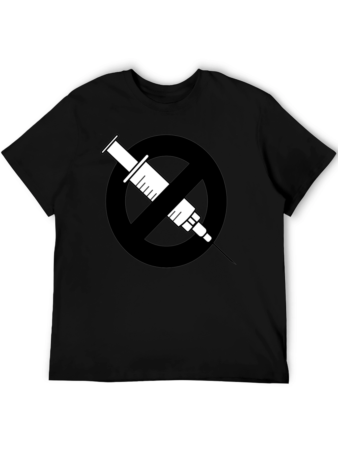 Black No Drugs Symbol T-Shirt: Black Cotton Blend Graphic Tee view 5