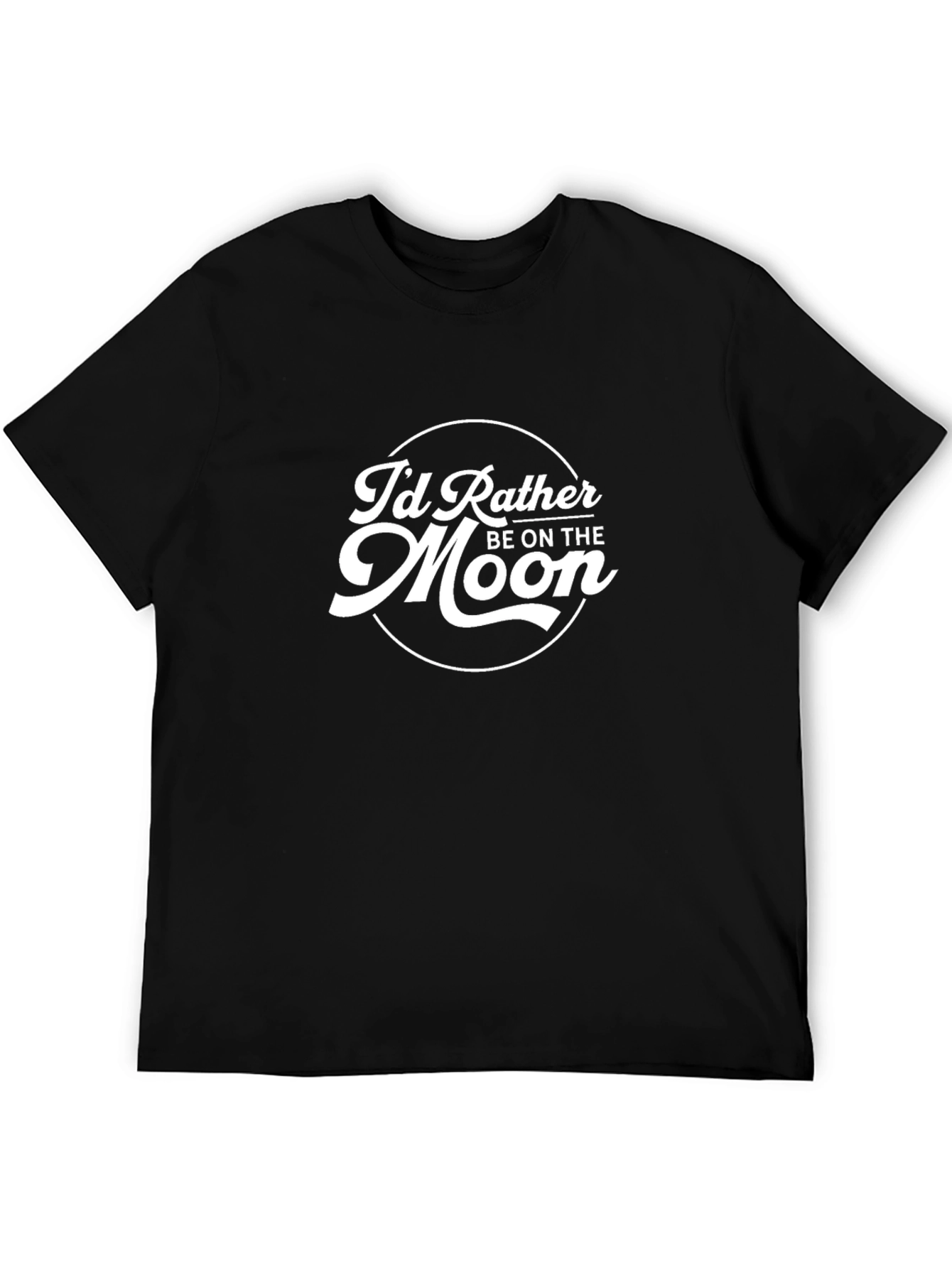 Black I'd Rather Be On The Moon Black T-Shirt view 5