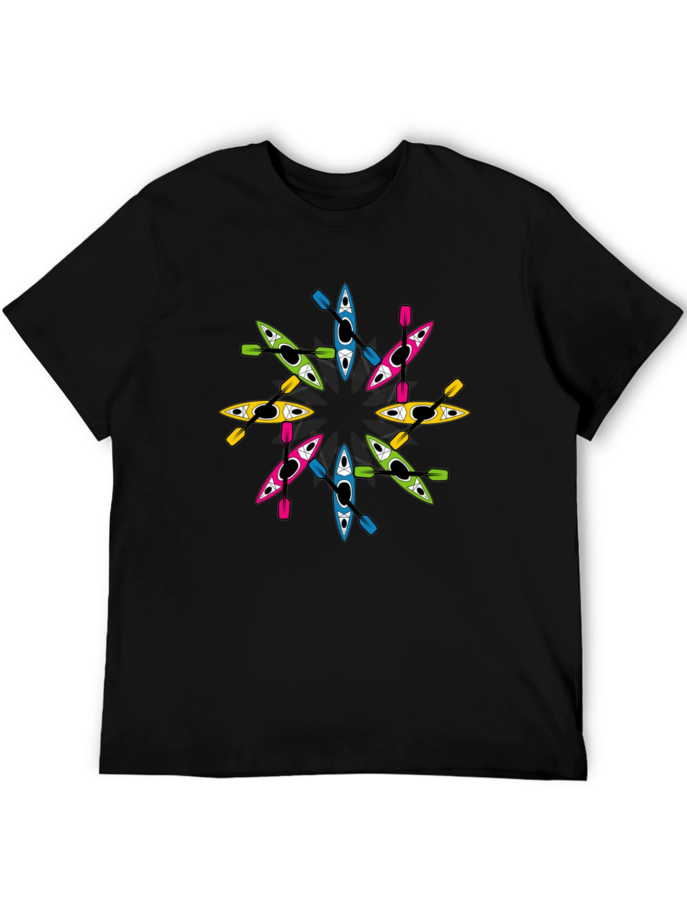 Black Kayak Mandala Graphic T-Shirt - Black view 5