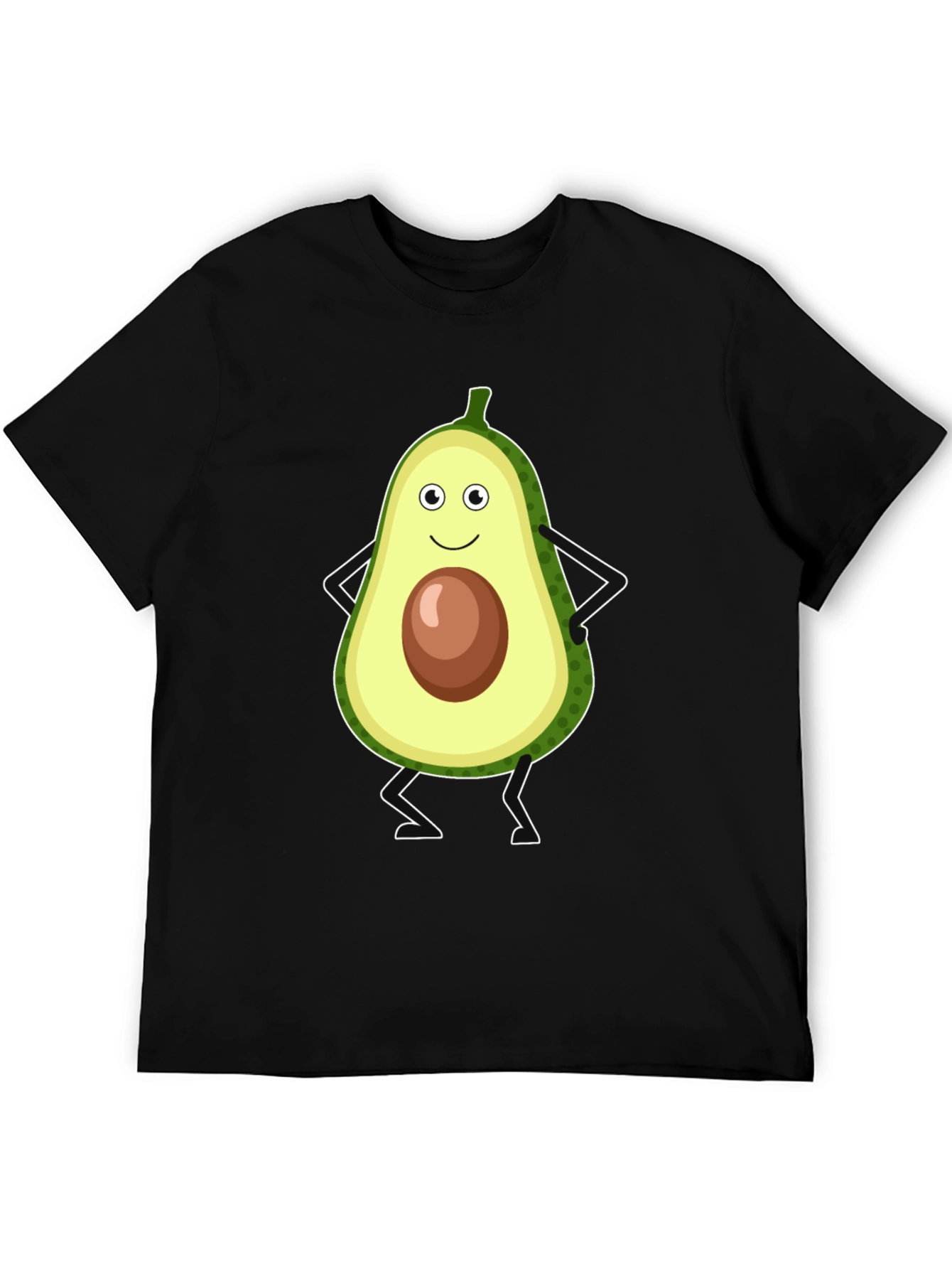 Black Cute Avocado Character T-Shirt - Black view 5