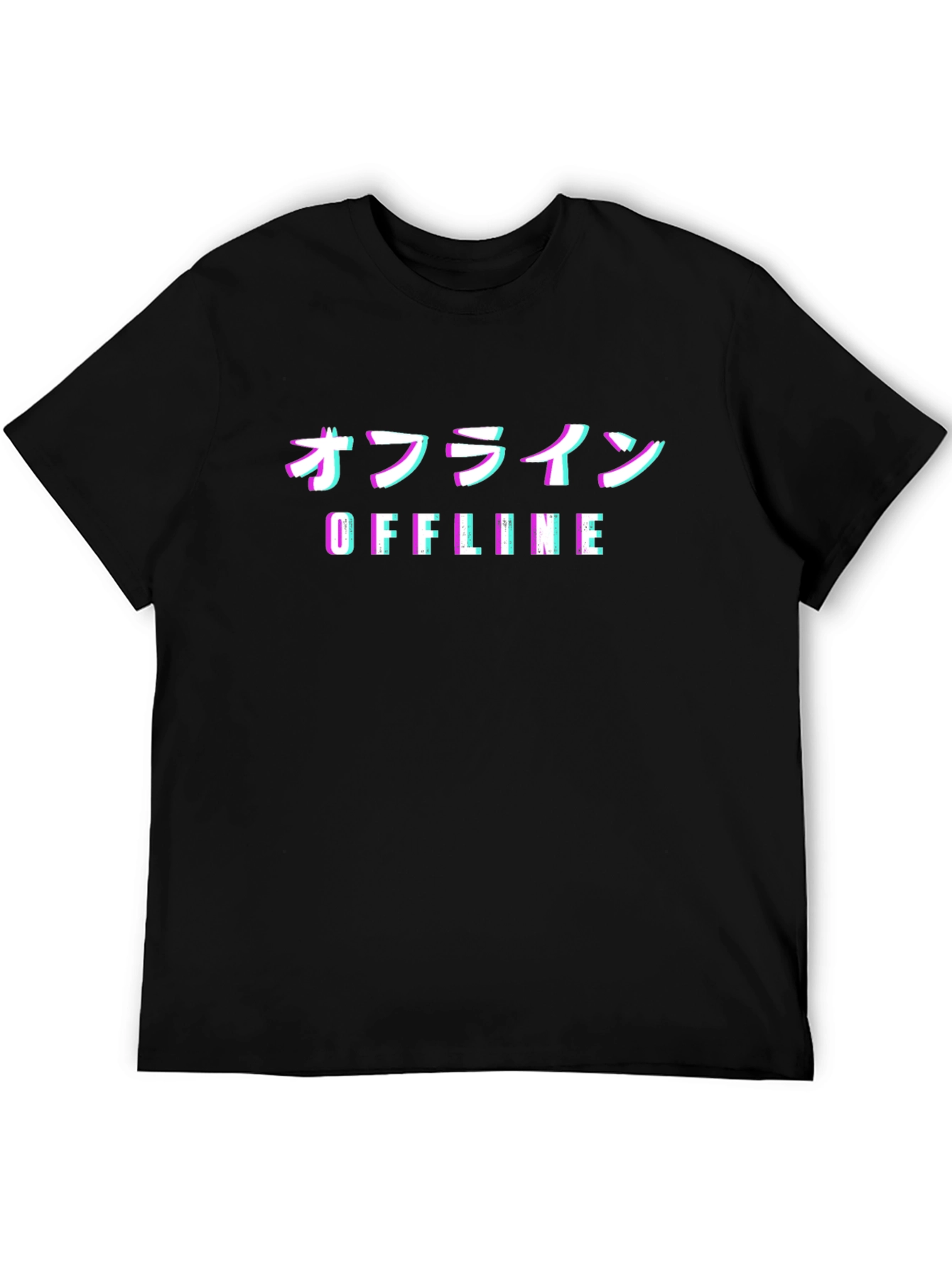 Black Offline Glitch T-Shirt - Japanese Vaporwave view 5