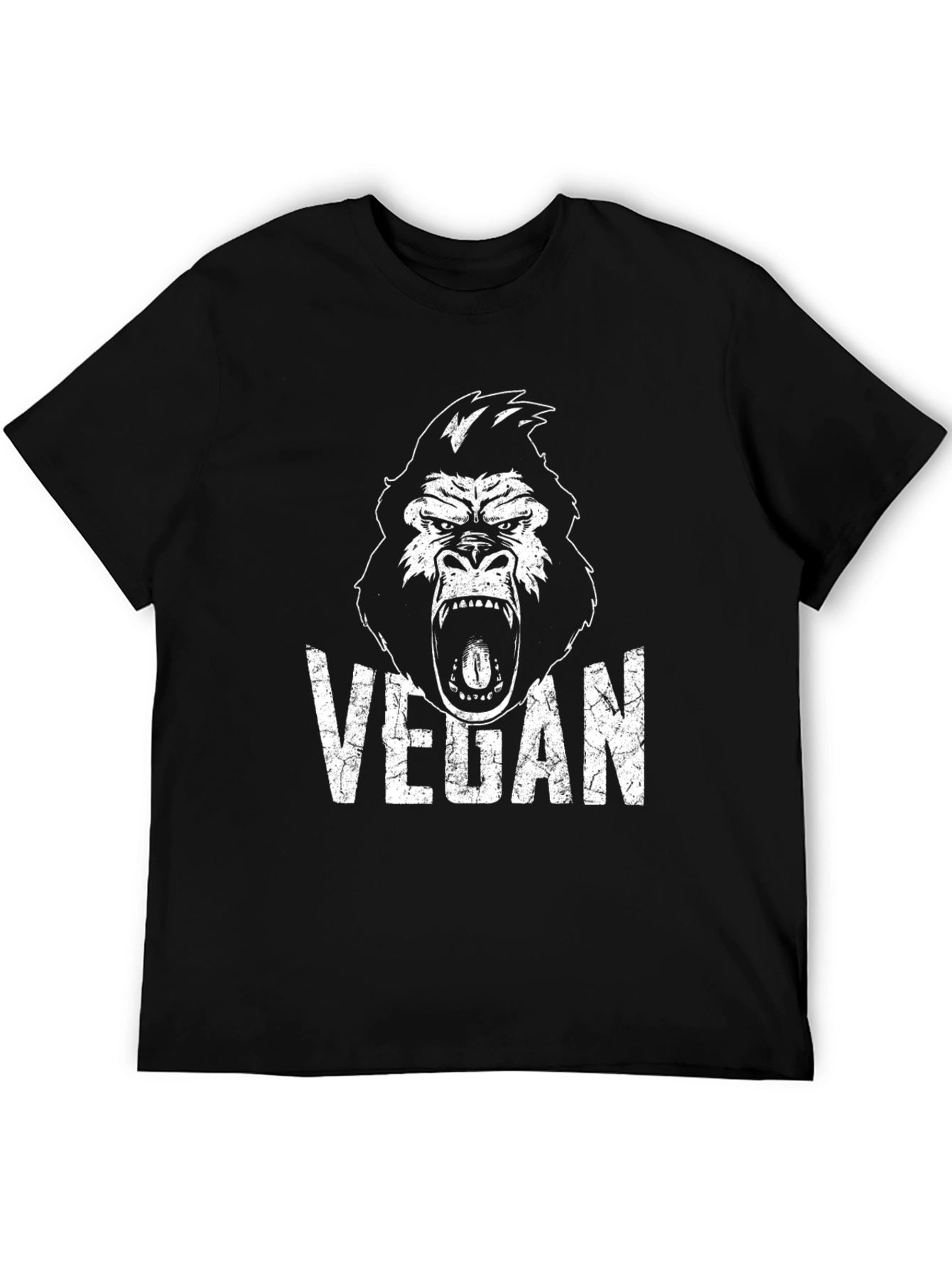 Black Vegan Gorilla T-Shirt - Black Graphic Tee view 5