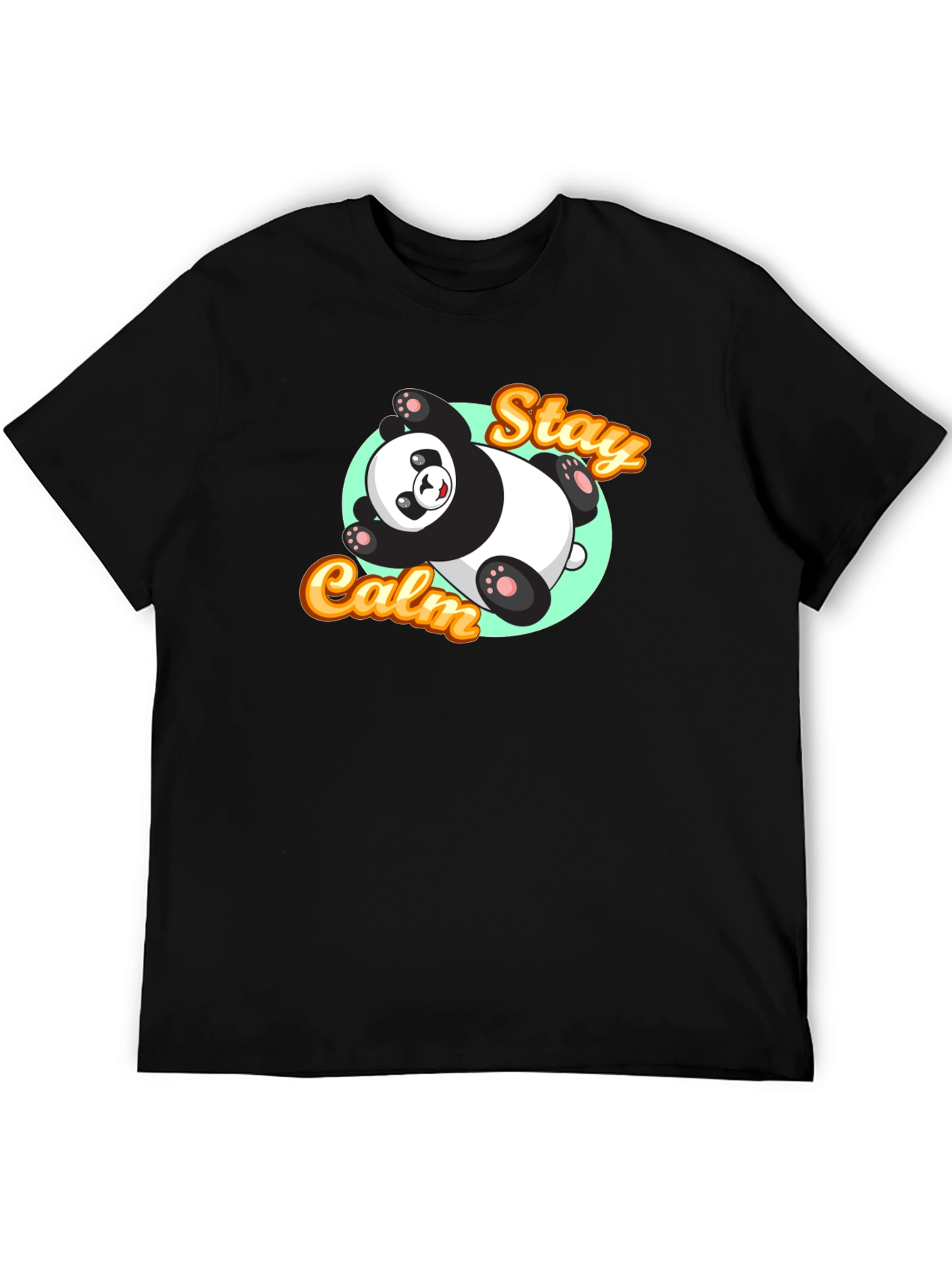 Black Stay Calm Panda T-Shirt - Relaxed Graphic Tee view 5