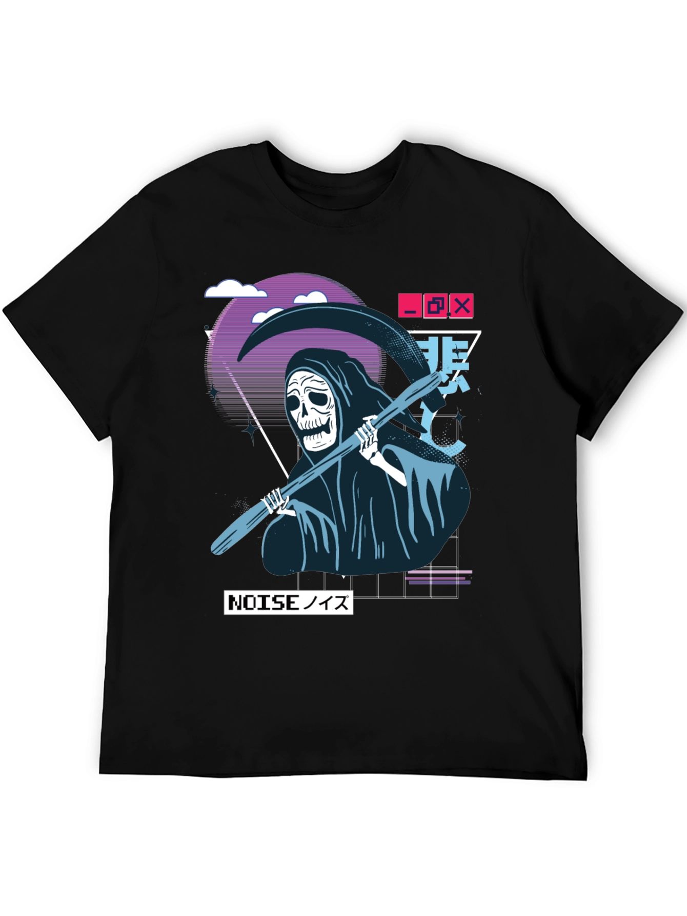 Black Grim Reaper Vaporwave T-Shirt view 5