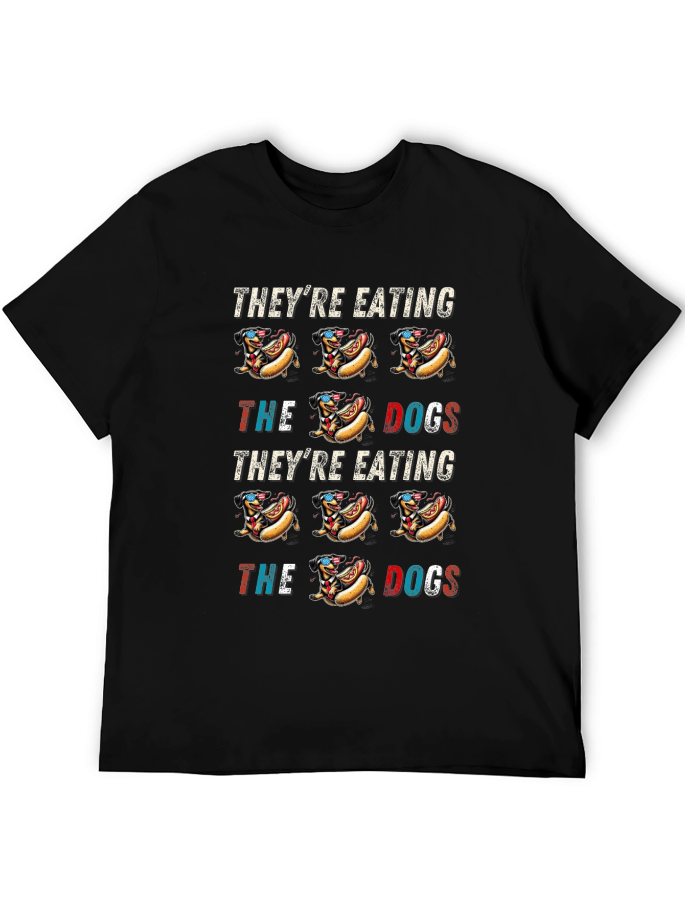 Black They're Eating the Dogs Hot Dog T-Shirt view 5