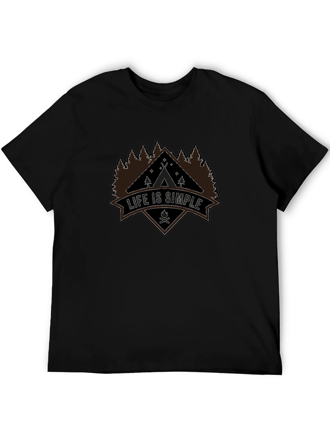 Black Life is Simple Graphic Tee - Men's Black Camping T-Shirt view 5