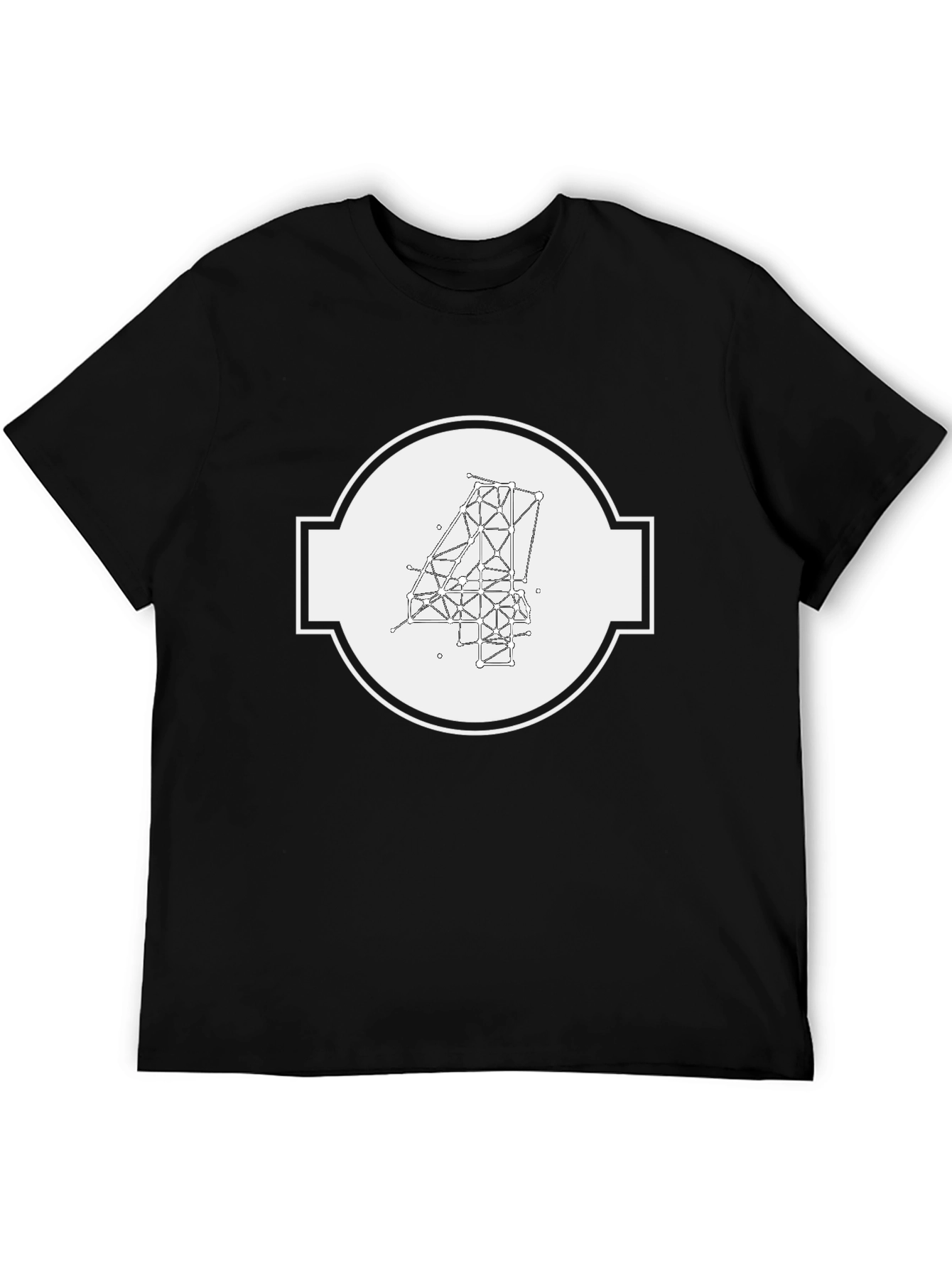 Black Geometric Number Four Graphic Tee - Modern Design view 5