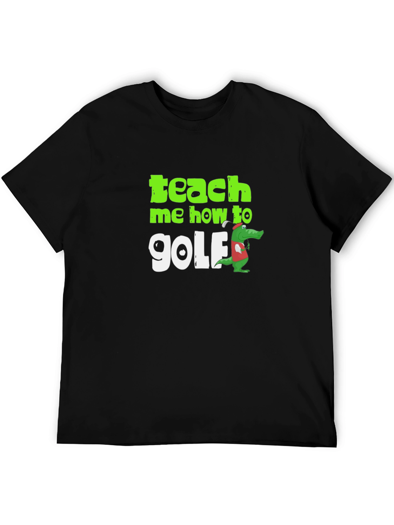Black Teach Me How To Golf T-Shirt view 5