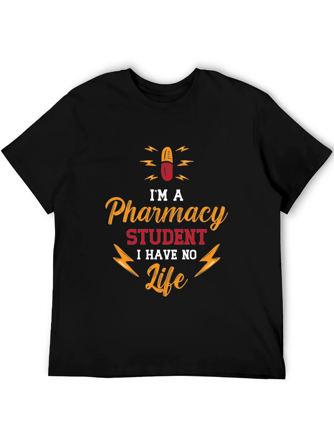 Black Pharmacy Student No Life T-Shirt - Funny College Apparel view 5
