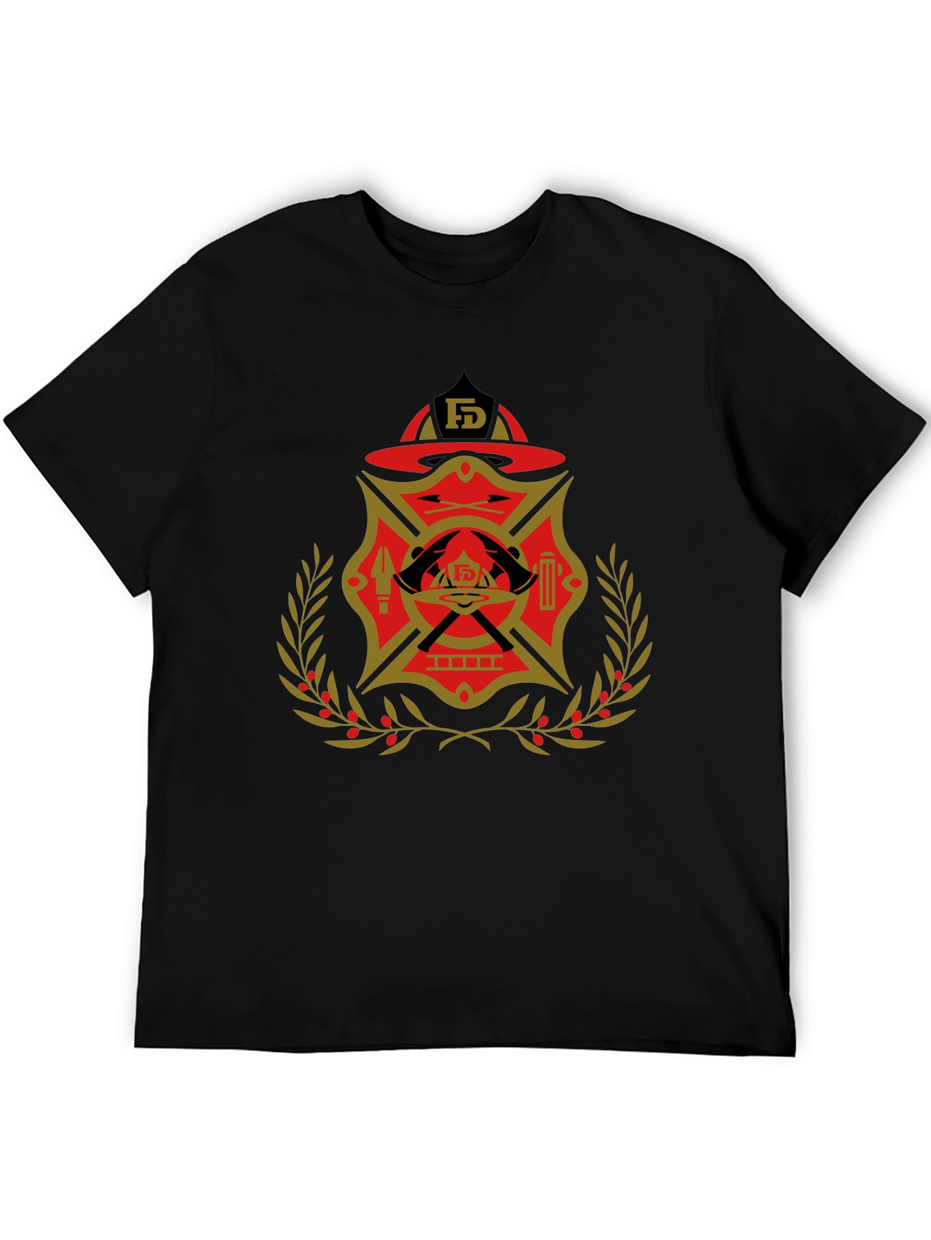 Black Firefighter Emblem Graphic Tee view 5