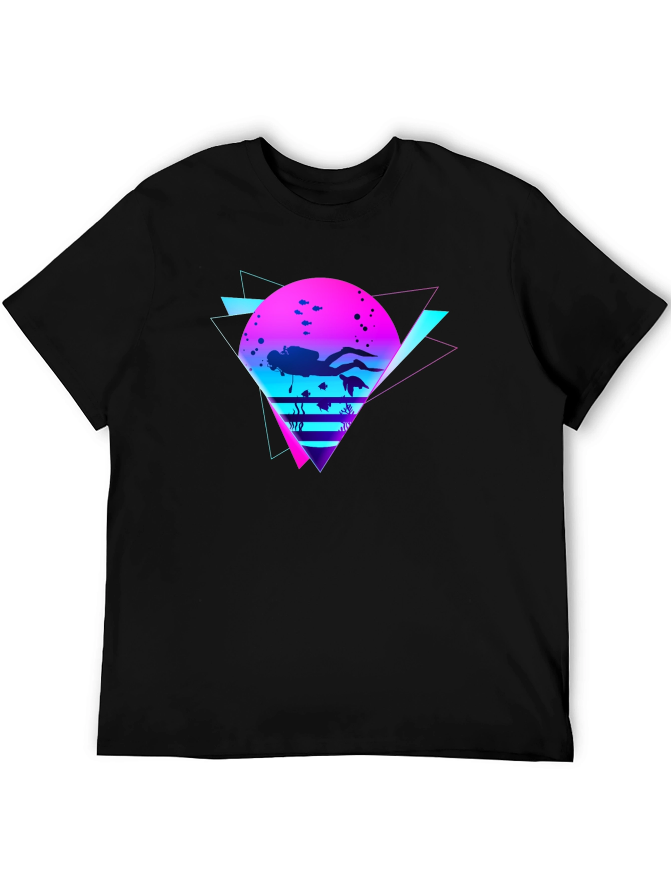 Black Retro Diver Graphic Tee - Black view 5