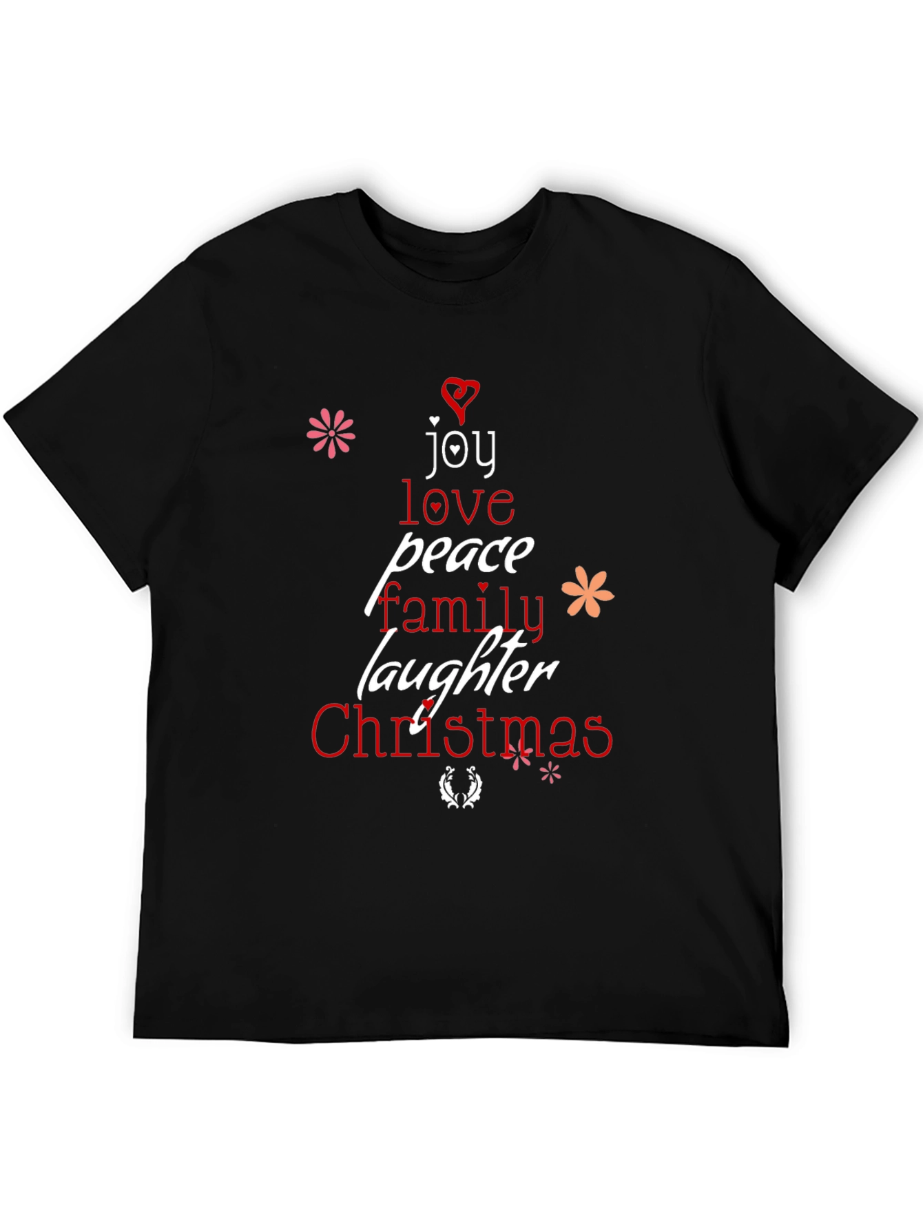 Black Joy Love Peace Christmas Graphic T-Shirt view 5