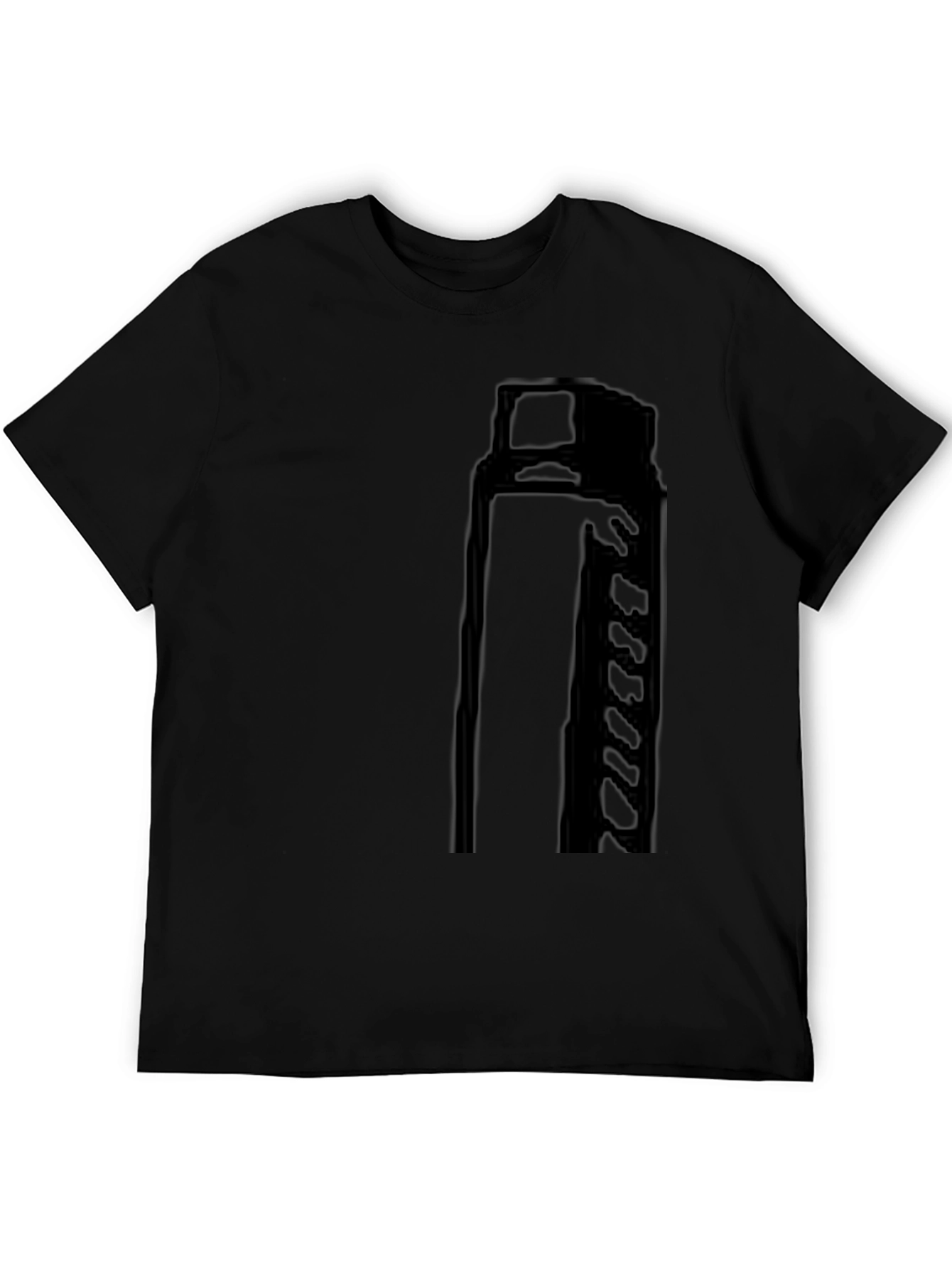 Black Men's Black Casual Graphic T-Shirt view 5