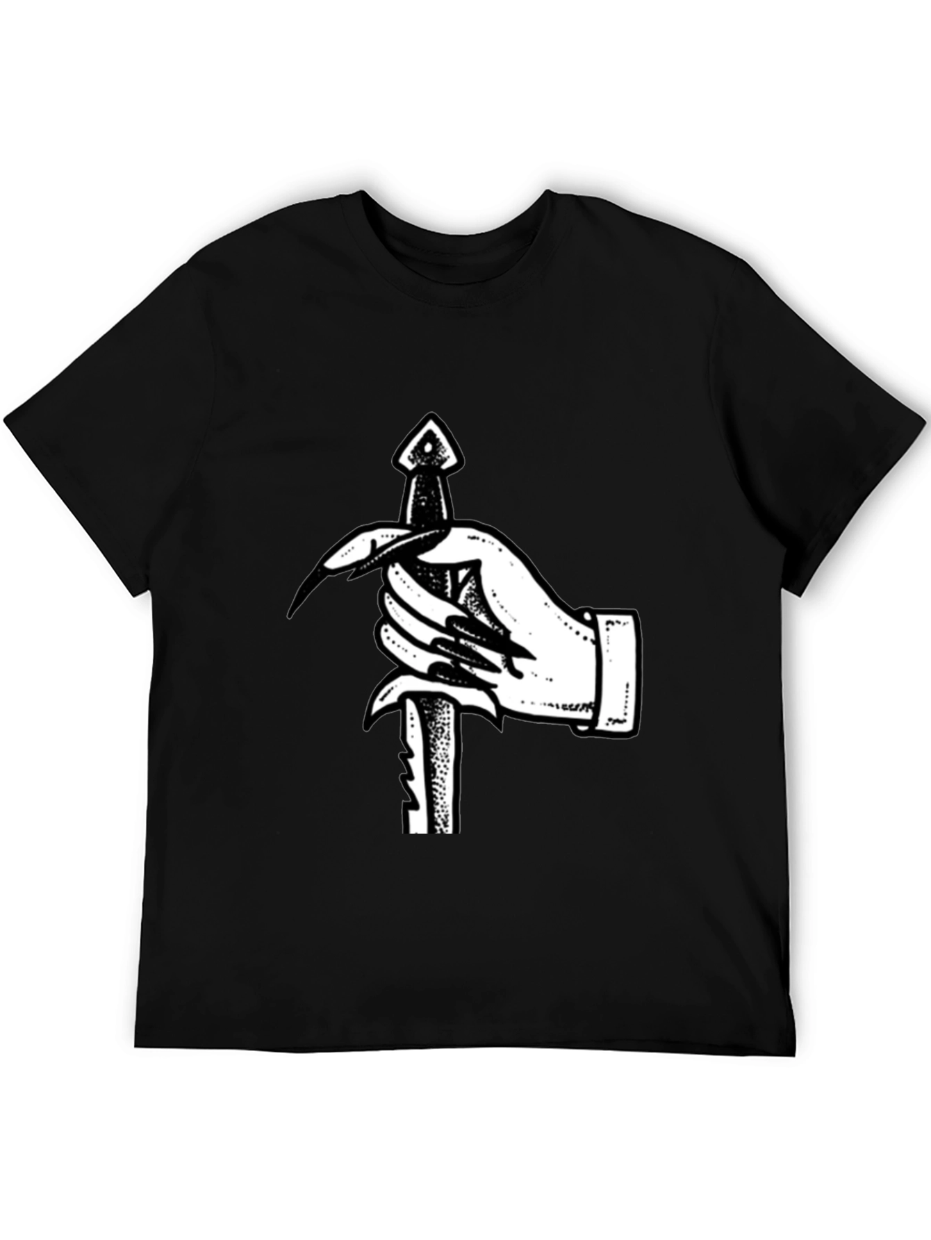 Black Hand Holding Dagger Graphic Tee view 5