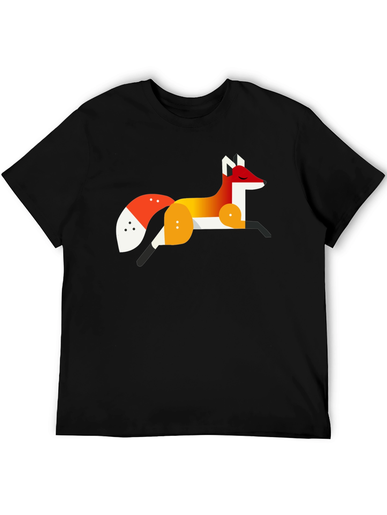 Black Geometric Fox Graphic Tee - Stylish Men's Black T-Shirt view 5