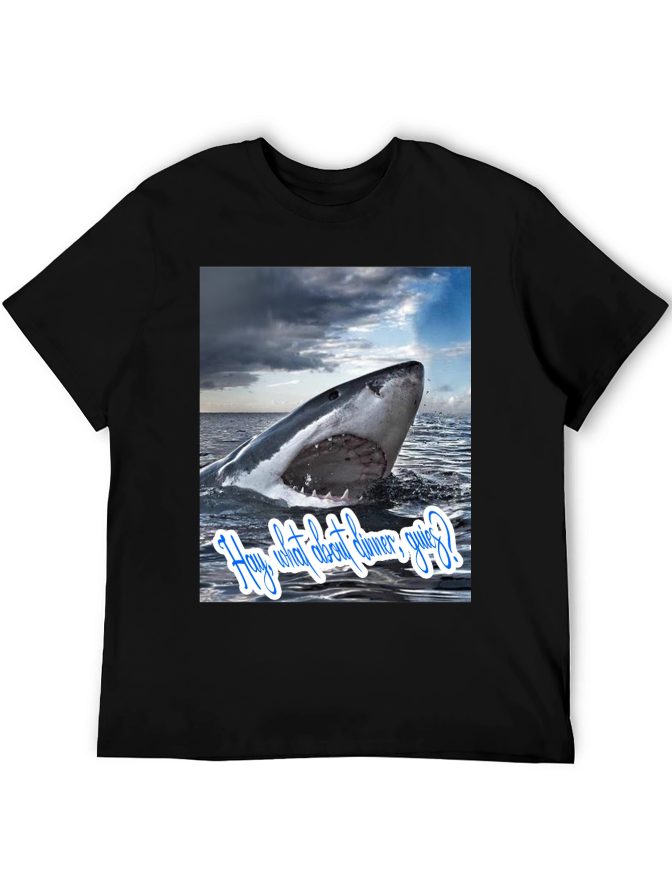 Black Shark Dinner T-Shirt - Funny Ocean Lover Tee view 5
