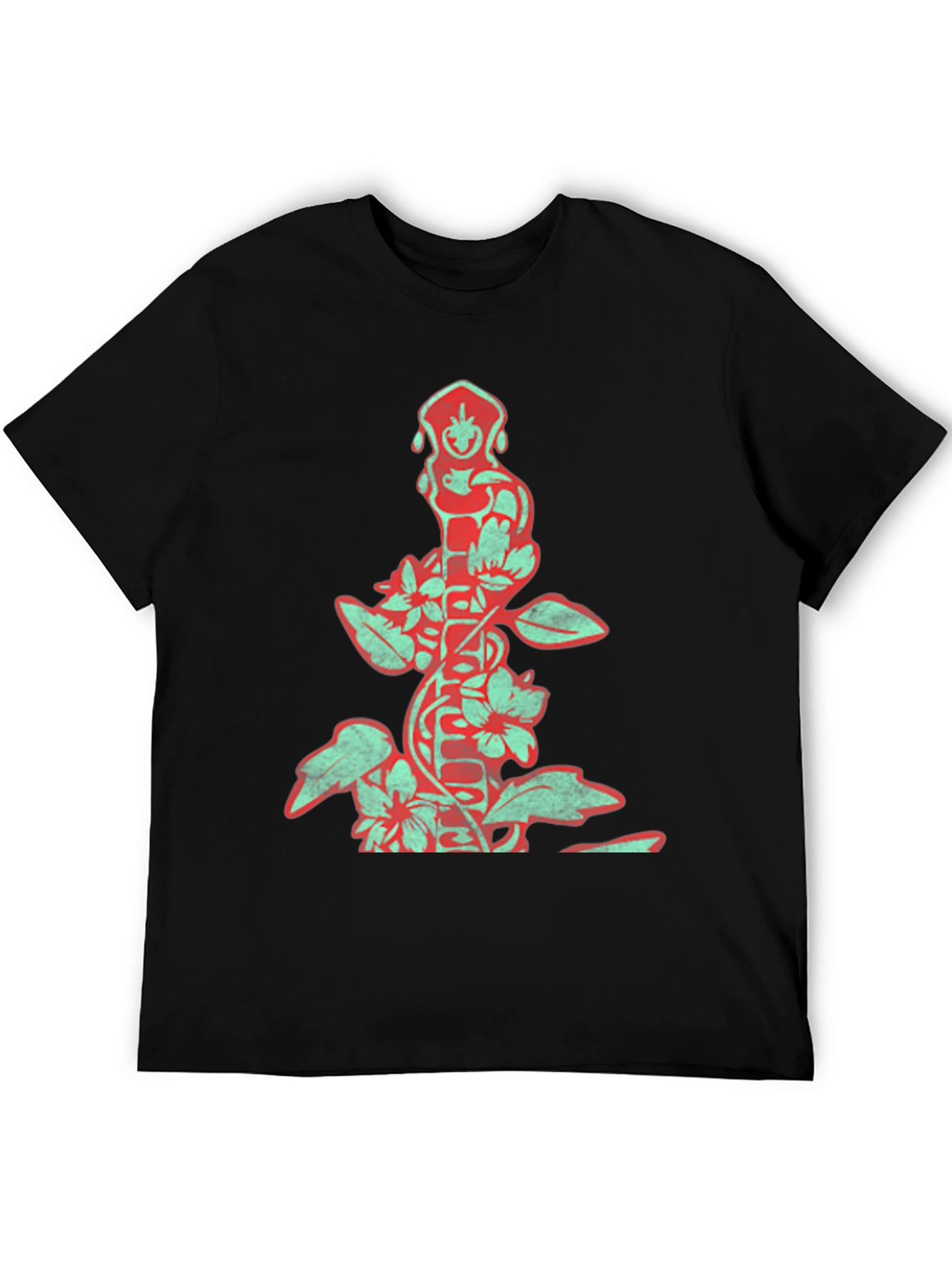 Black Vintage Floral Totem Graphic Tee - Black view 5