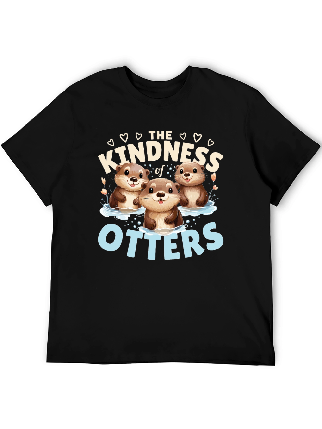 Black Kindness of Otters Graphic Tee - Unisex Soft Cotton view 5