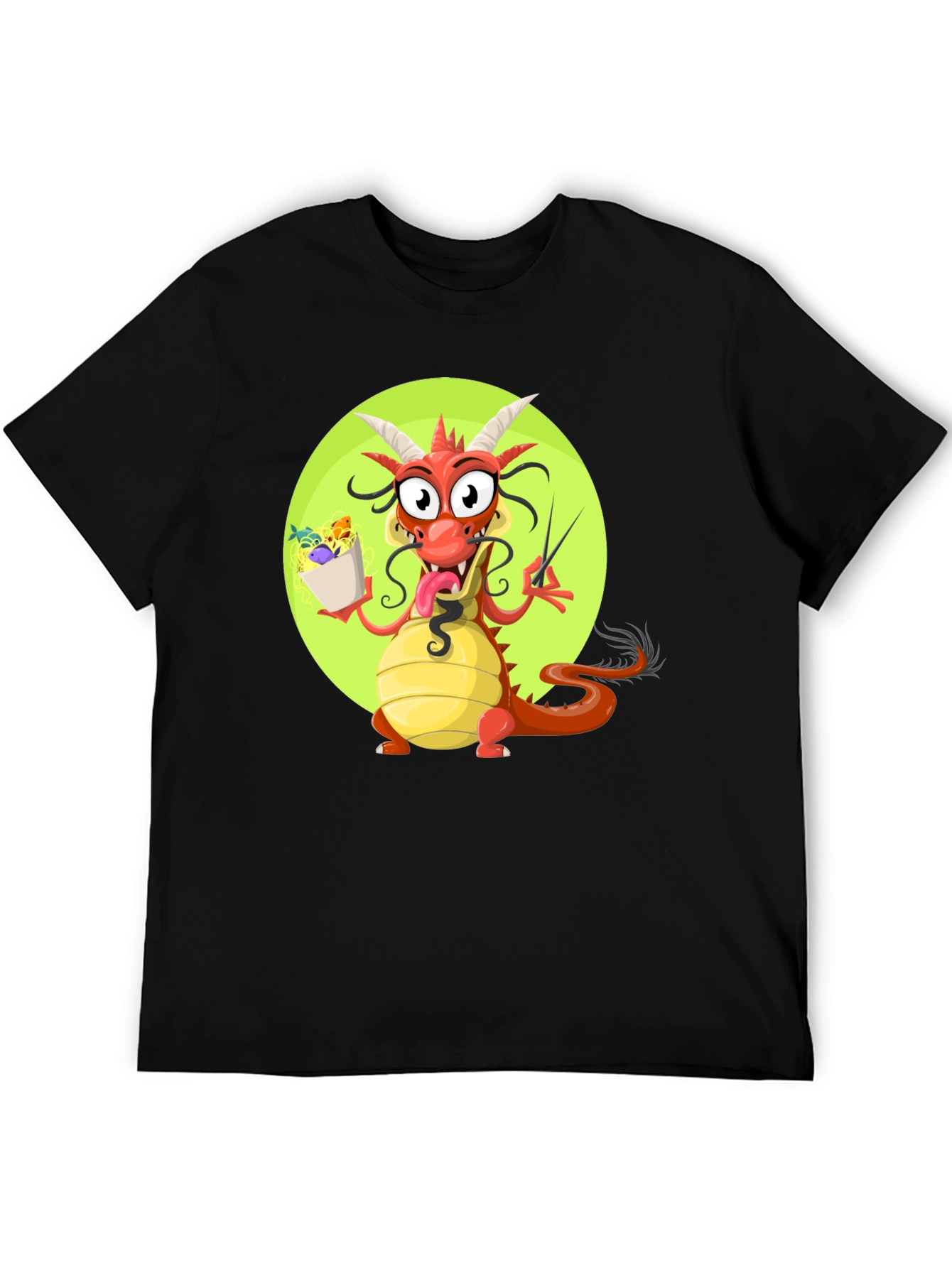 Black Funny Dragon Ramen T-Shirt view 5